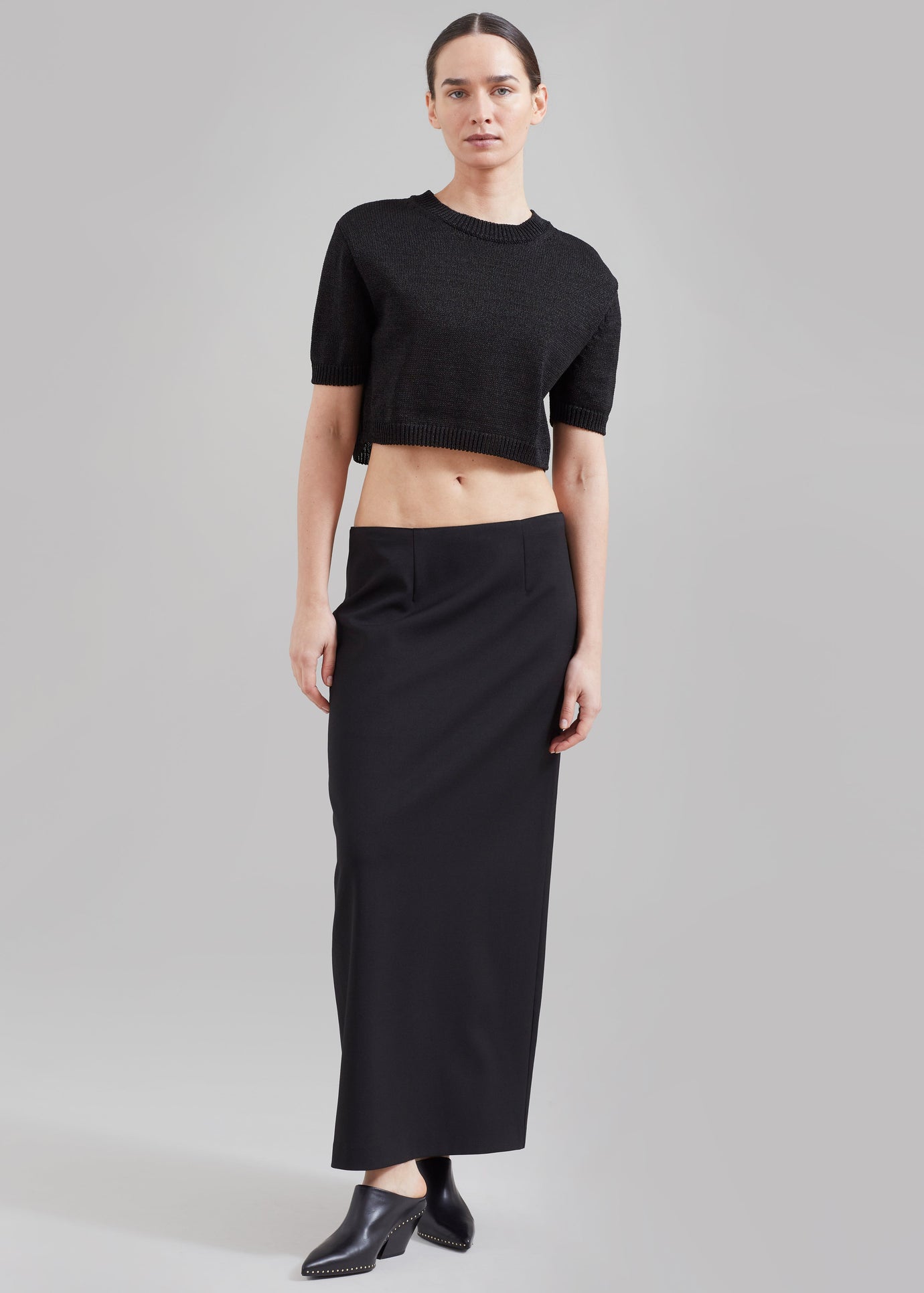 Holly Cropped Knit Top  - Black