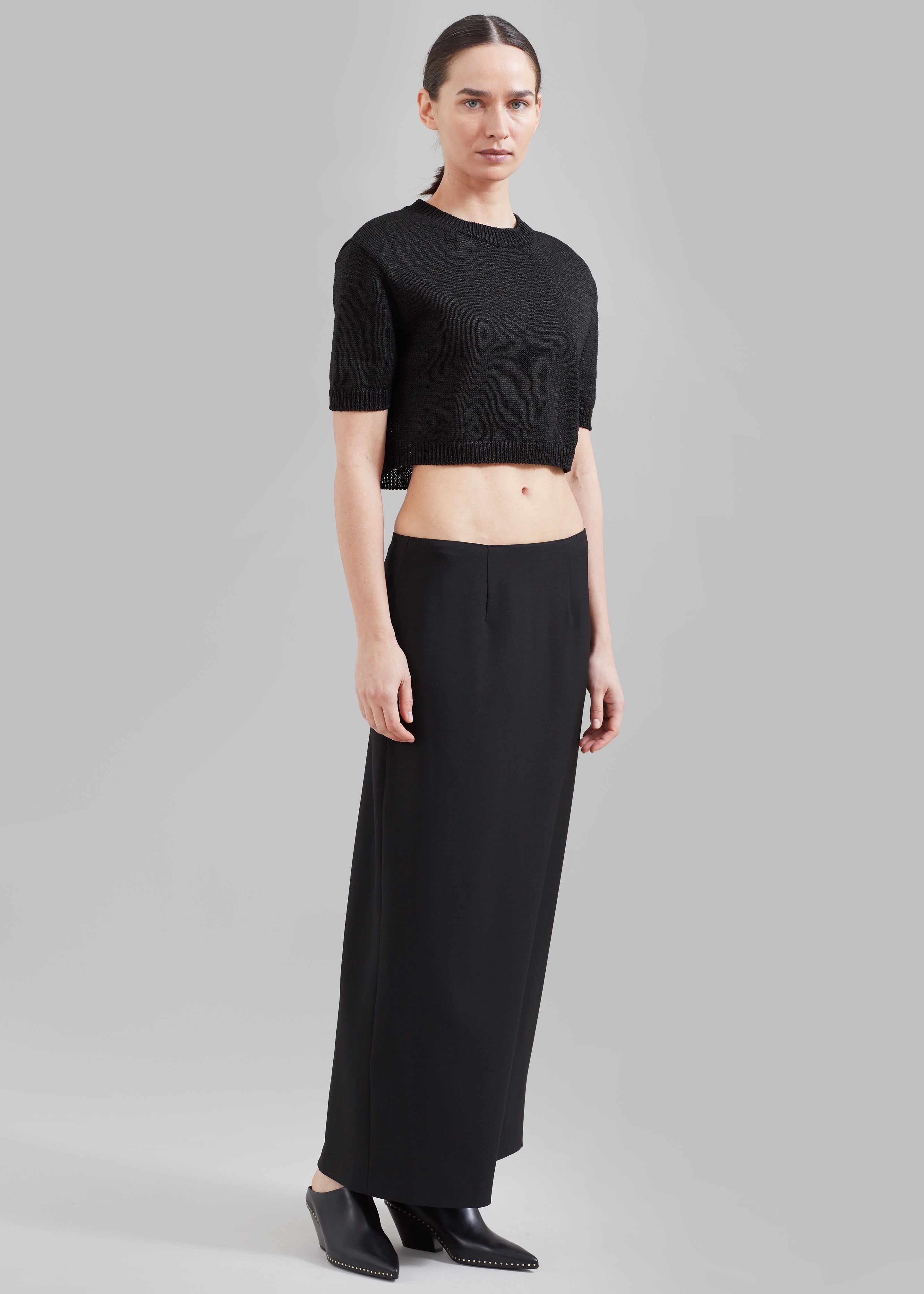 Holly Cropped Knit Top  - Black - 11