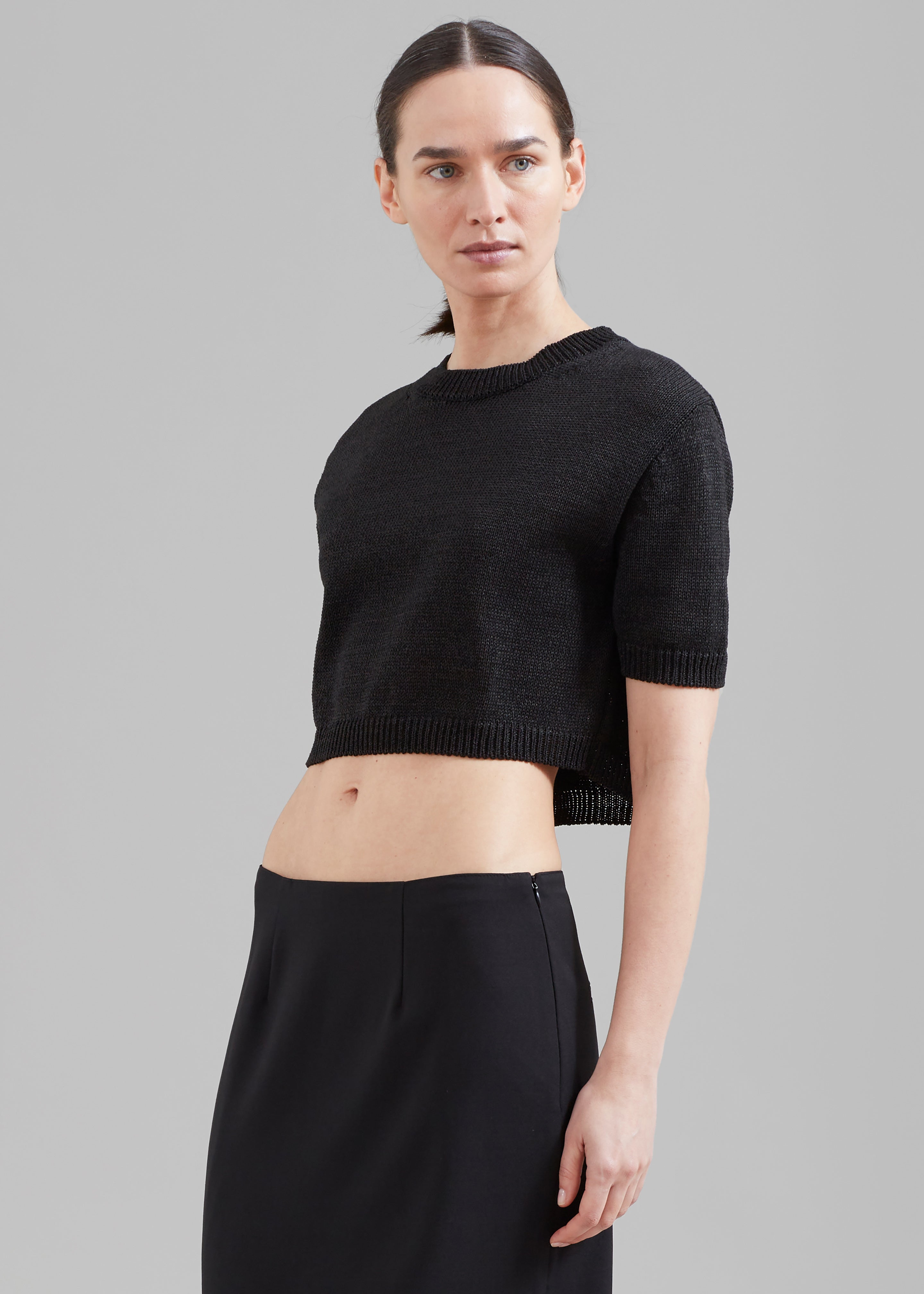 Holly Cropped Knit Top - Black - 10