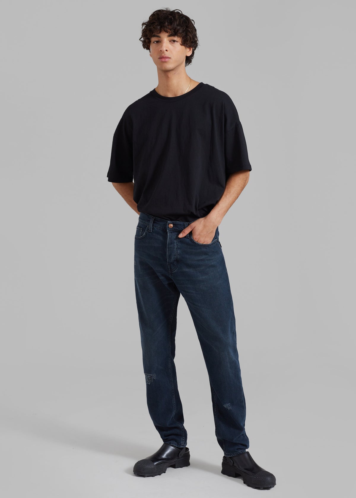 Haikure Tokyo Slim Pants - Mended Blue Black - 4