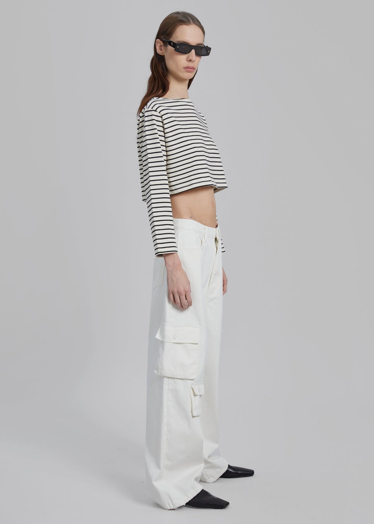 Hailey Denim Oversized Cargo Pants - White - 5