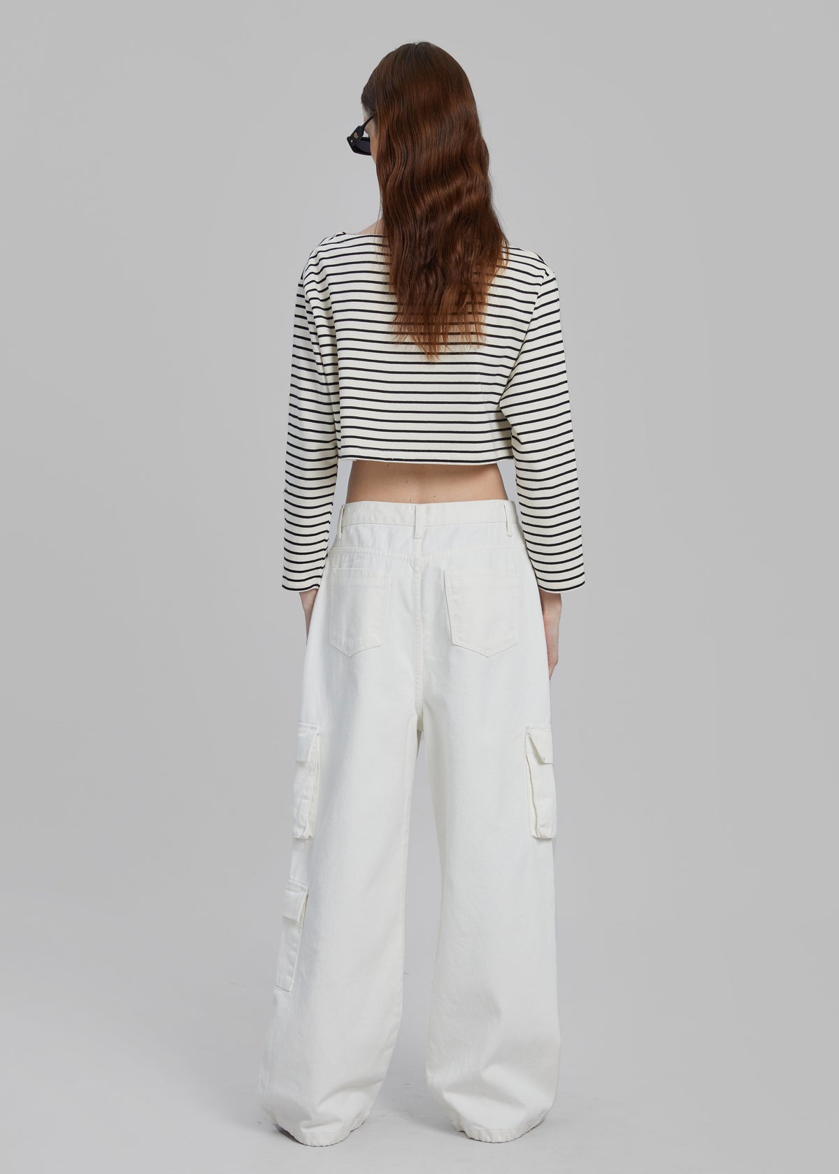 Hailey Denim Oversized Cargo Pants - White - 7
