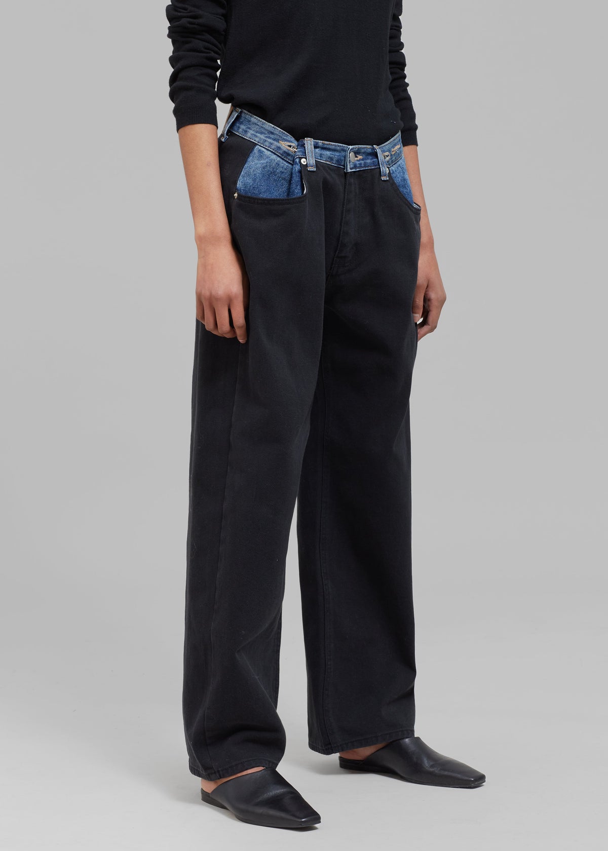 Hayla Contrast Denim Pants - Black/Blue - 8