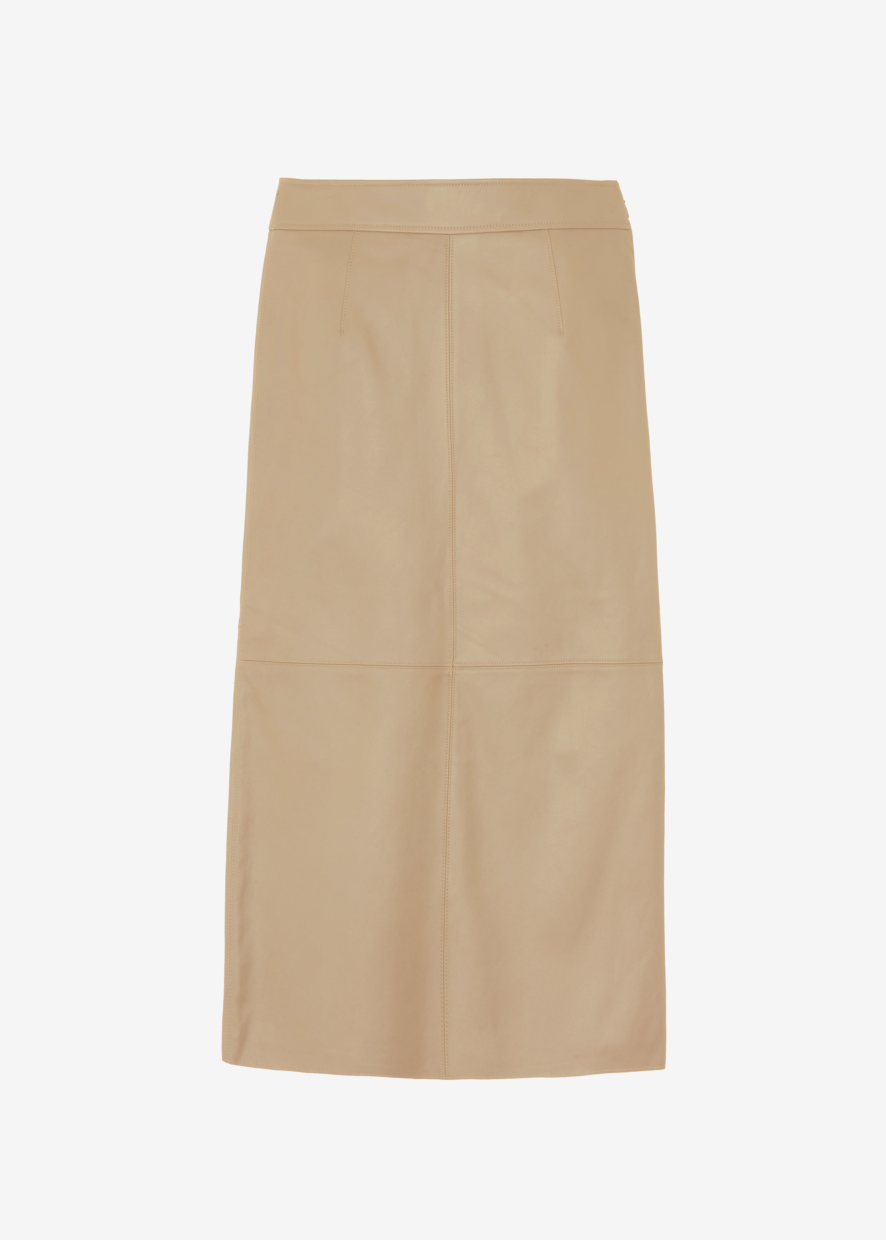 Heather Leather Pencil Skirt - Beige - 7