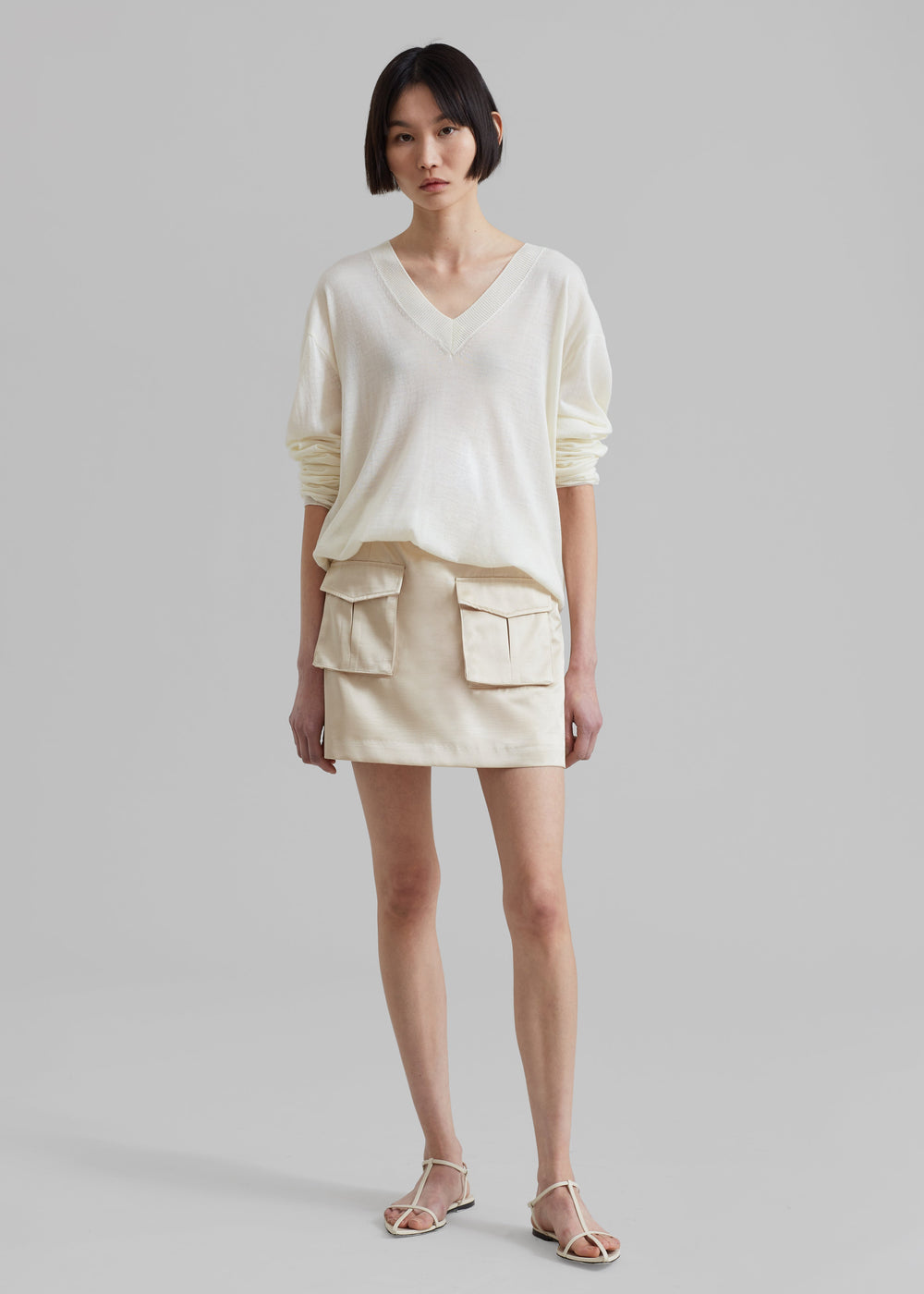 Hudson Satin Cargo Skirt - Beige