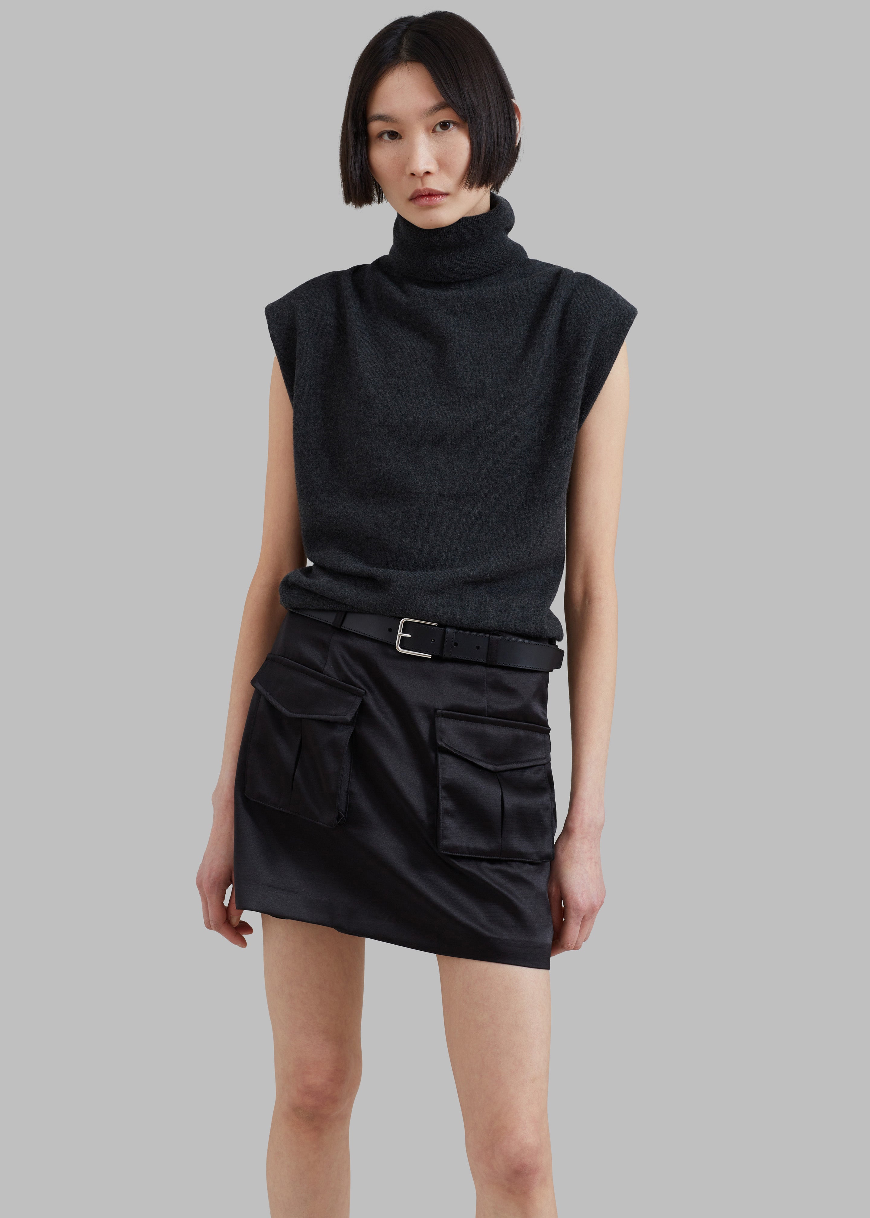 Hudson Satin Cargo Skirt - Black – Frankie Shop Europe