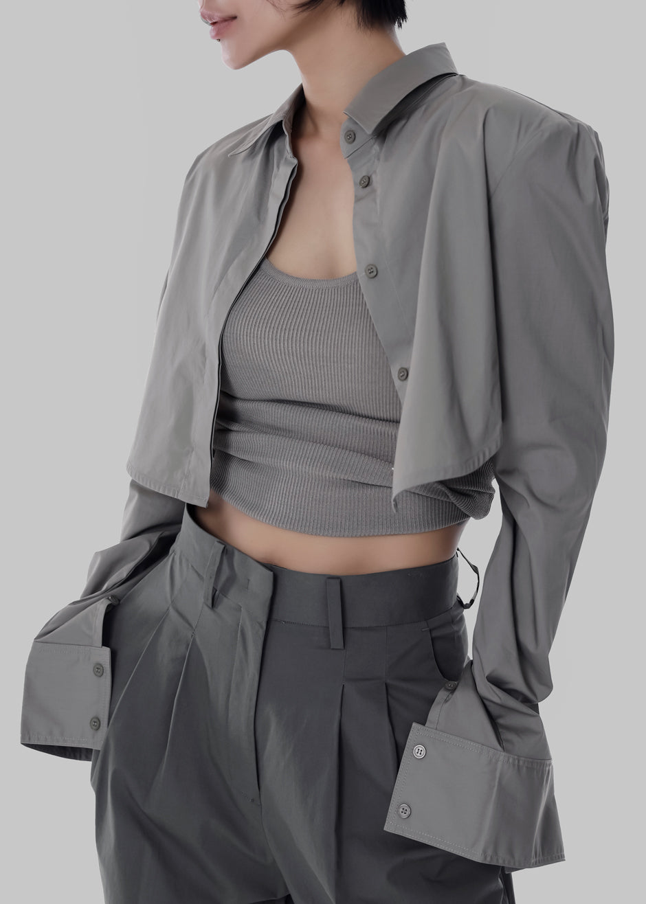 Uma Cropped Shirt - Grey - 10