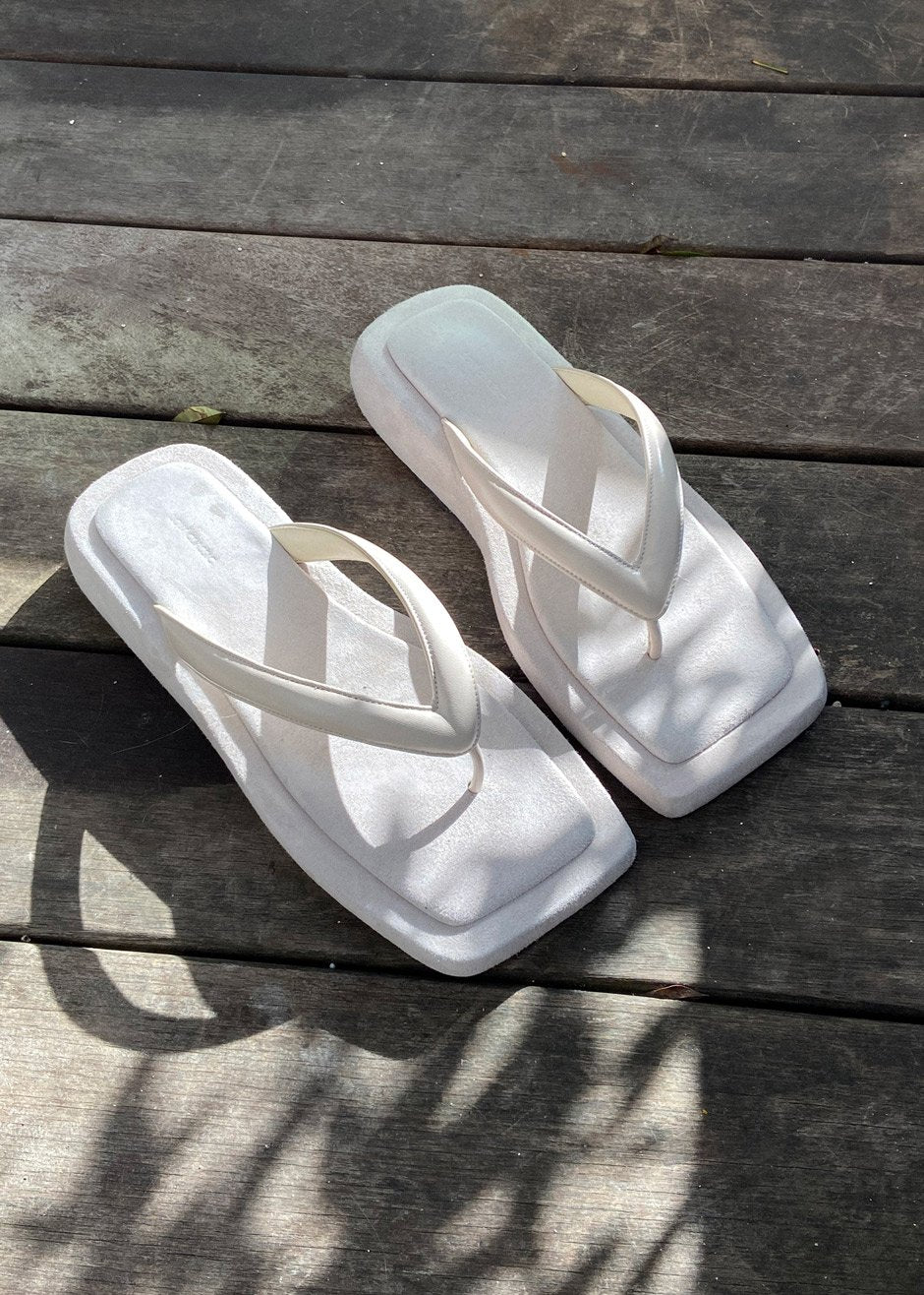 Padded Flip Flop Sandals by Low Classic in White - 6