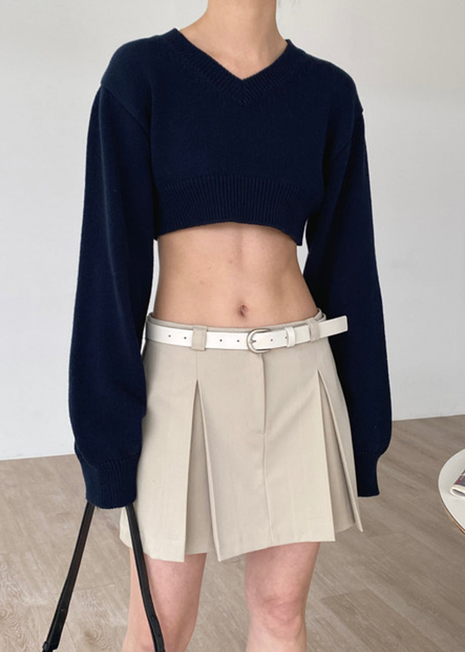 Titou Cropped Sweater - Navy