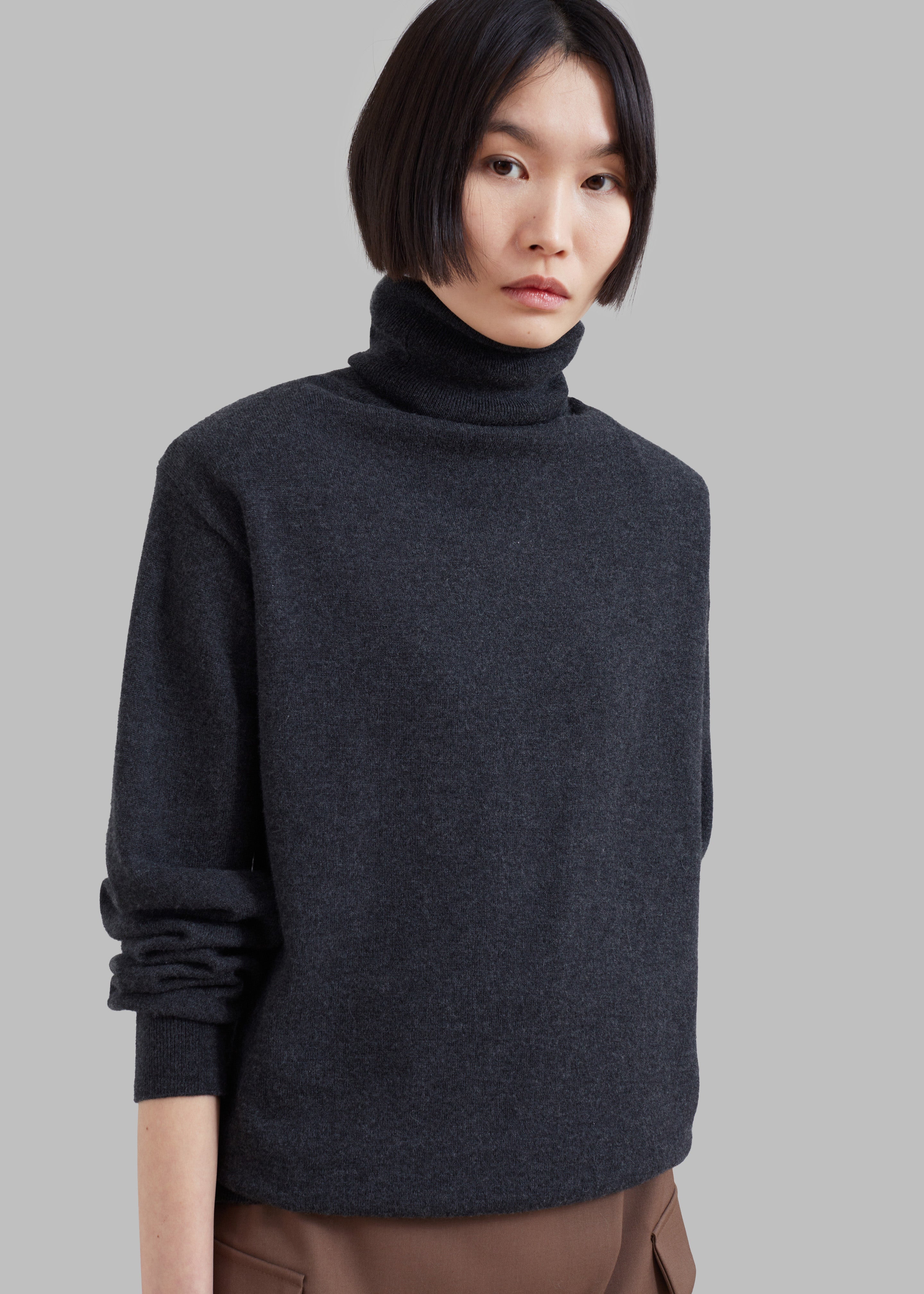 Ines Thin Padded Turtleneck - Charcoal - 4
