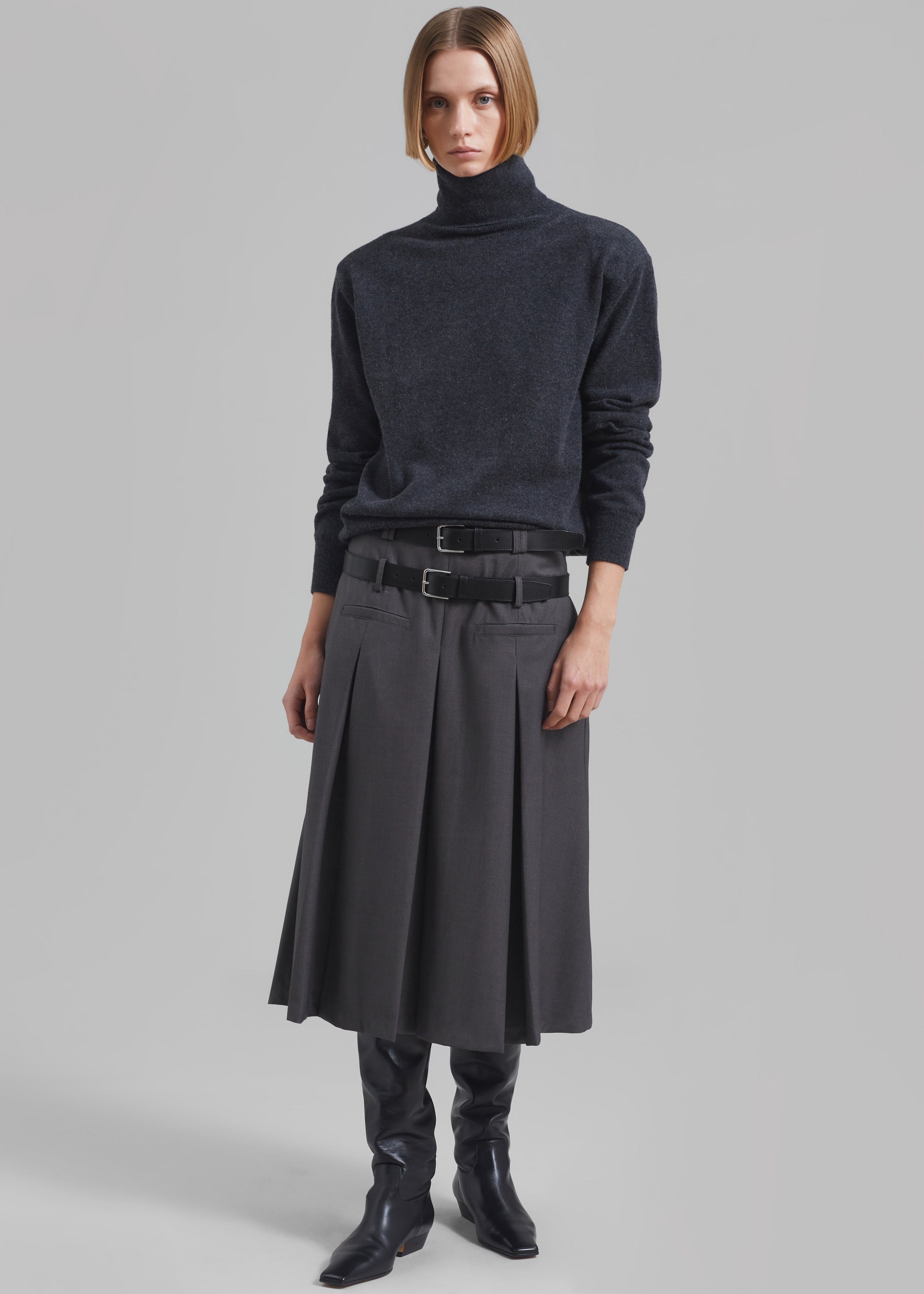 Ines Thin Padded Turtleneck - Charcoal - 3