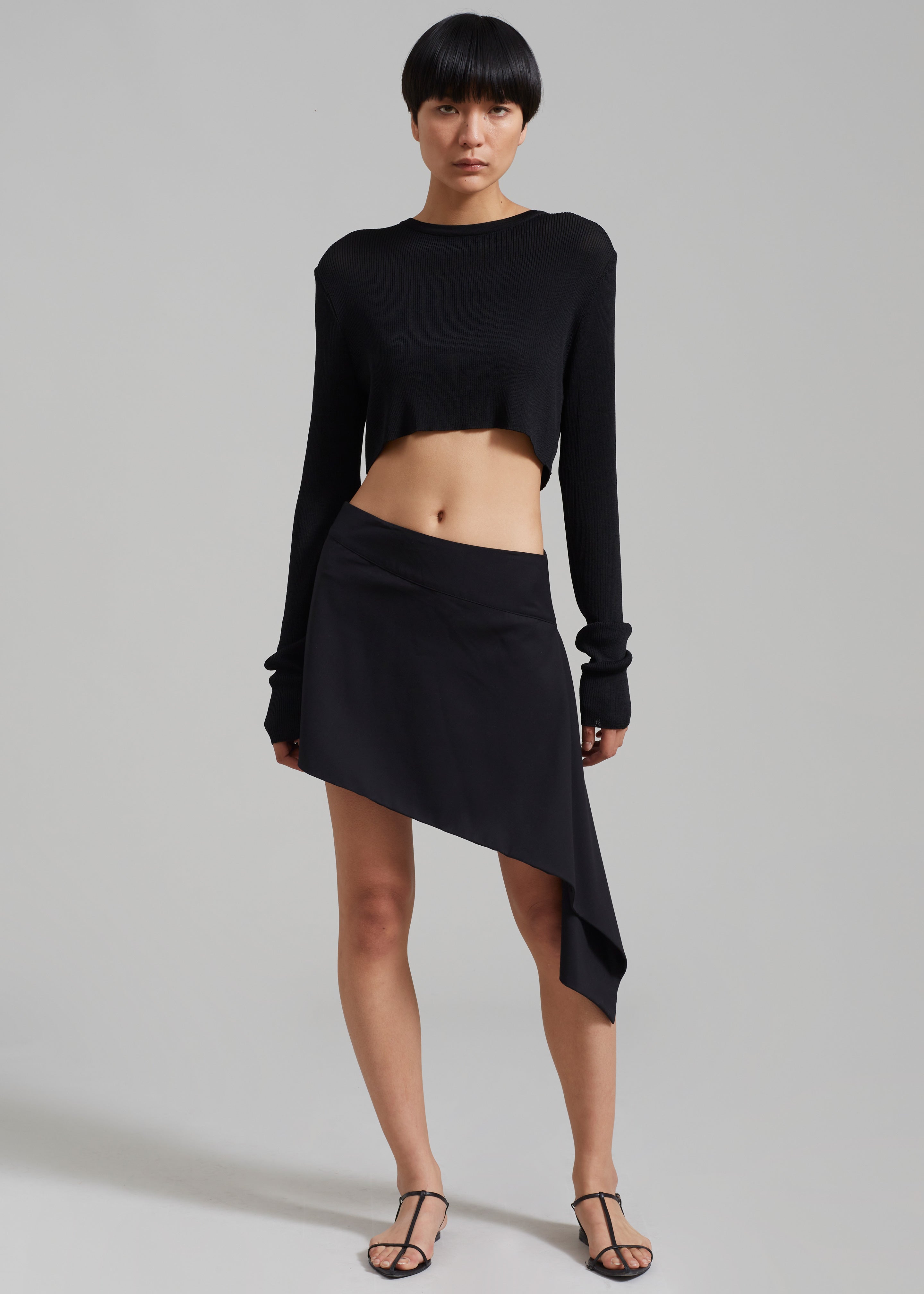 Iris Asymmetrical Mini Skirt - Black - 1