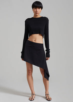 Iris Asymmetrical Mini Skirt - Black