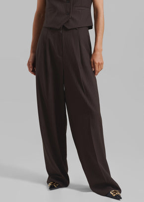Ivey Pintuck Trousers - Brown/White Pinstripe