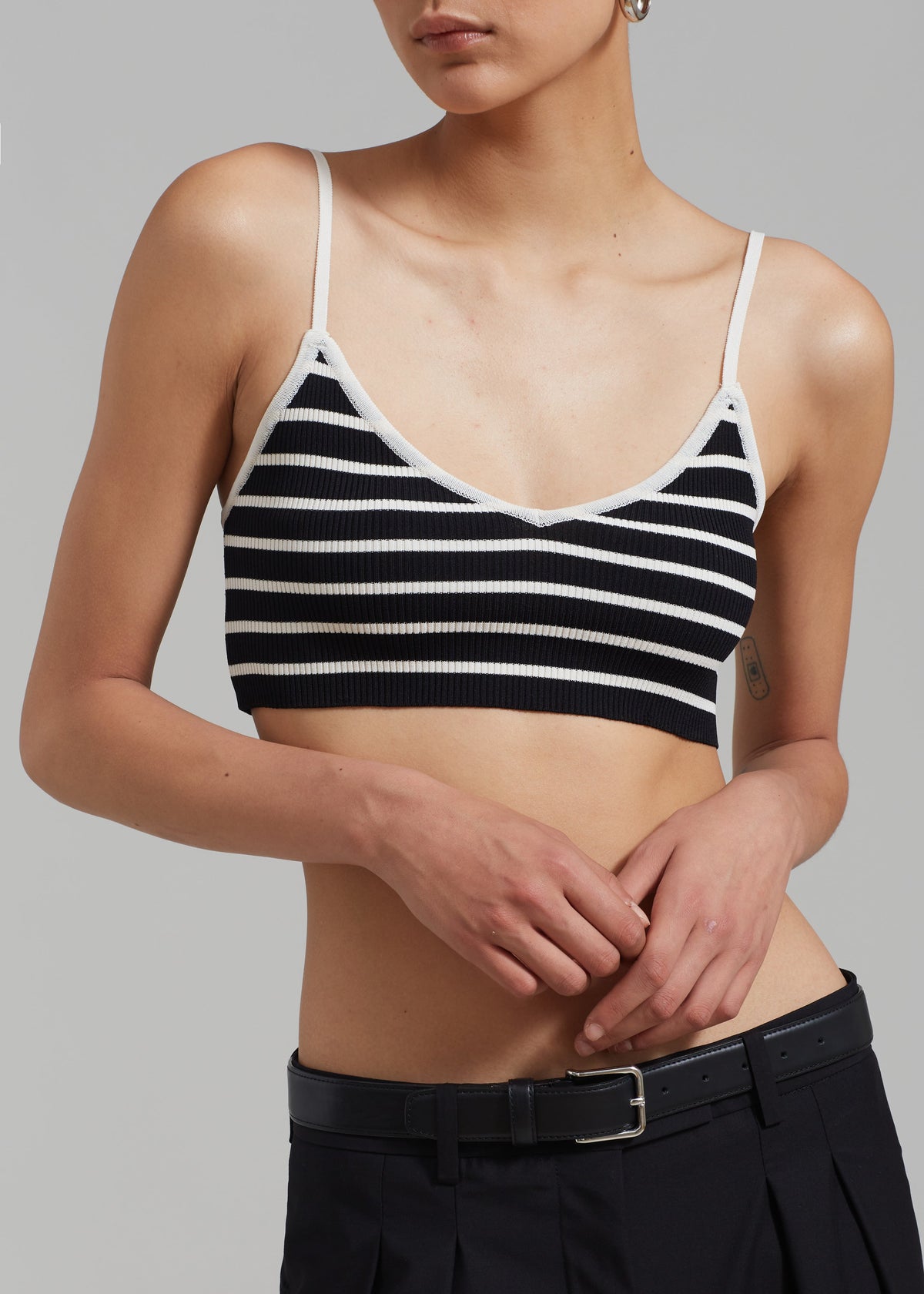 Jade Knit Bralette - White Stripe - 2