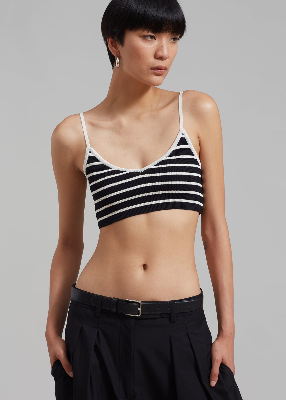 Jade Knit Bralette - White Stripe - 1