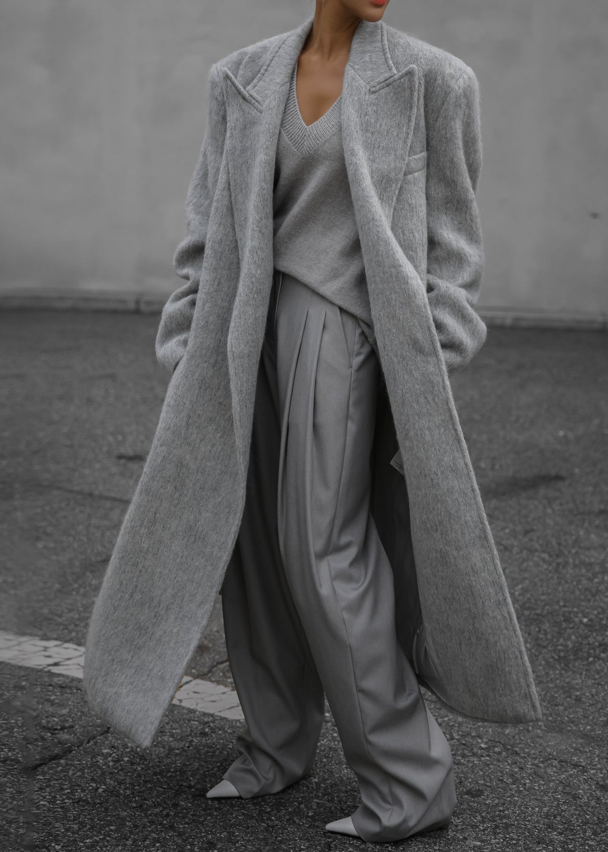 John Oversized Coat - Light Grey - 1