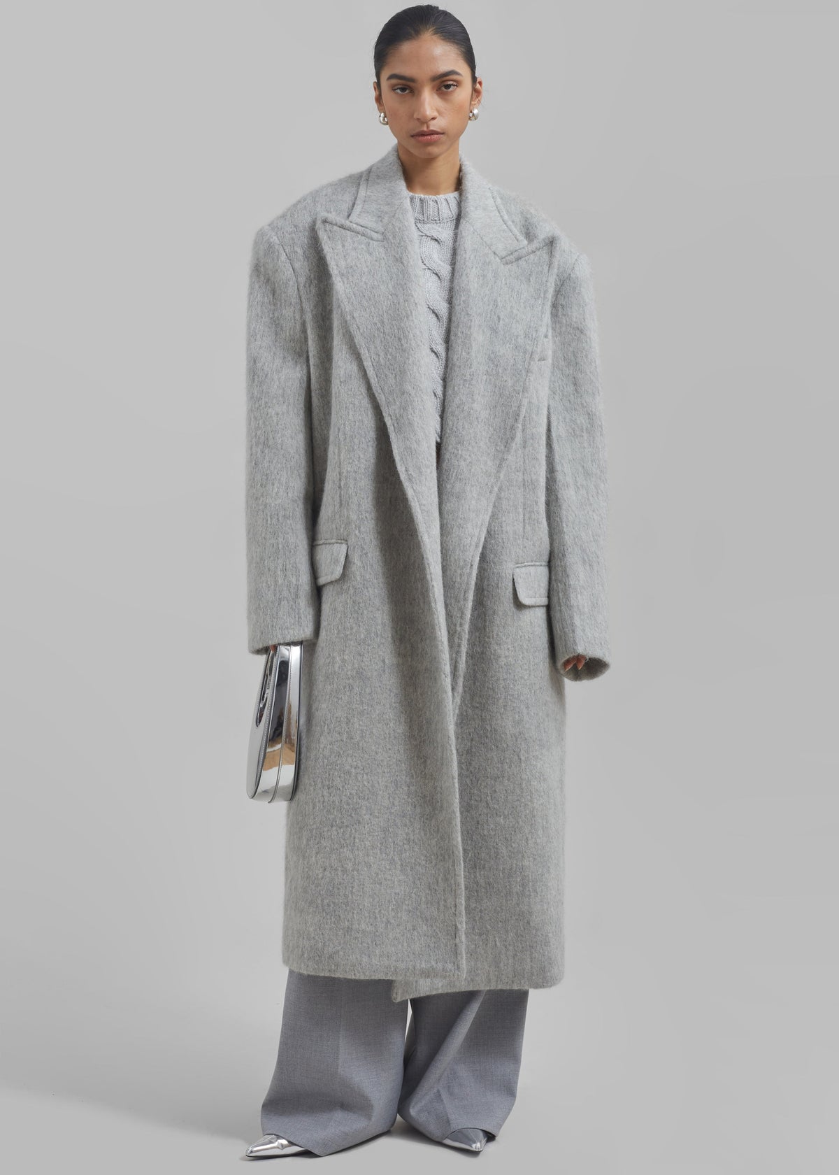 John Oversized Coat - Light Grey - 7