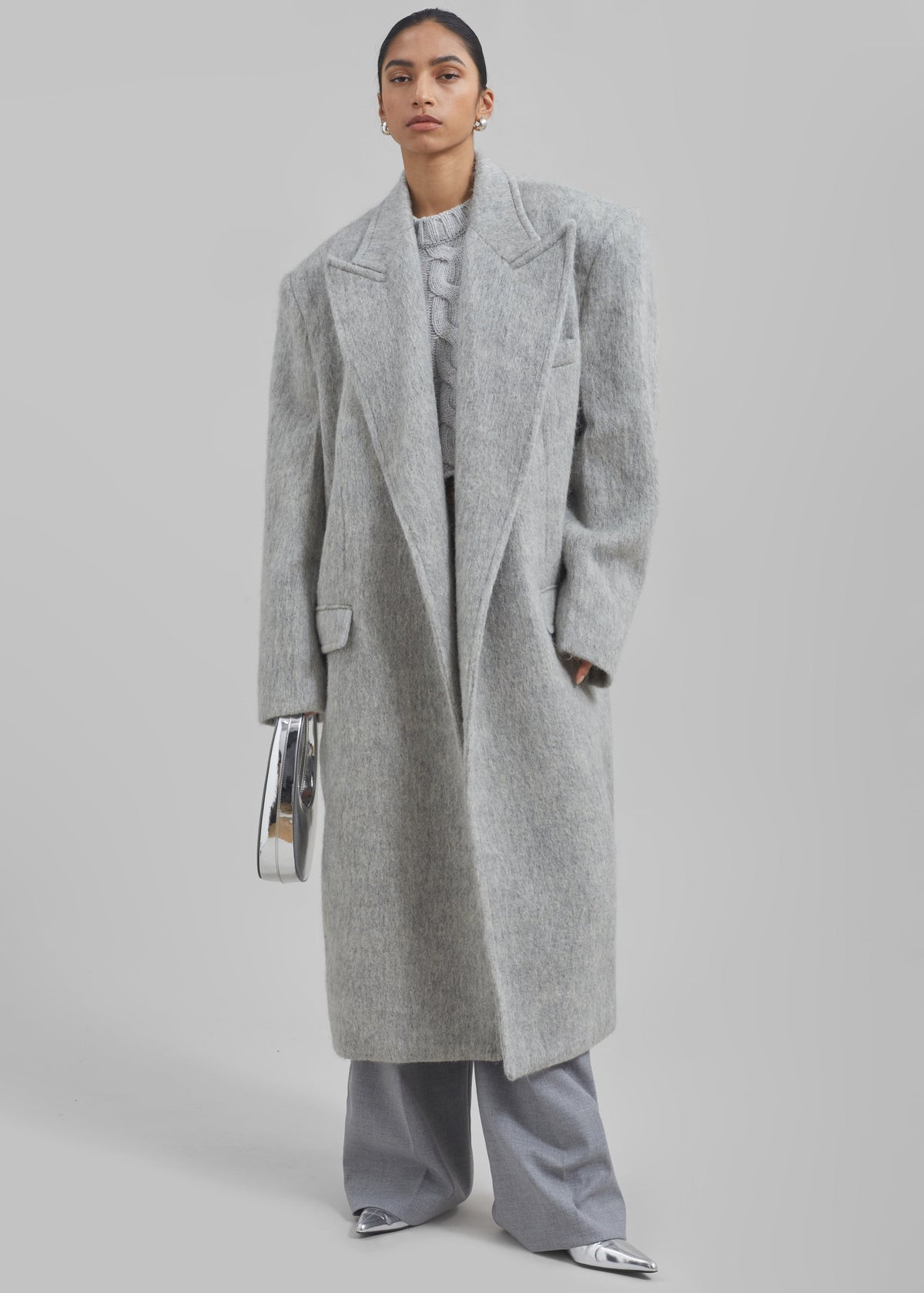 John Oversized Coat - Light Grey - 10