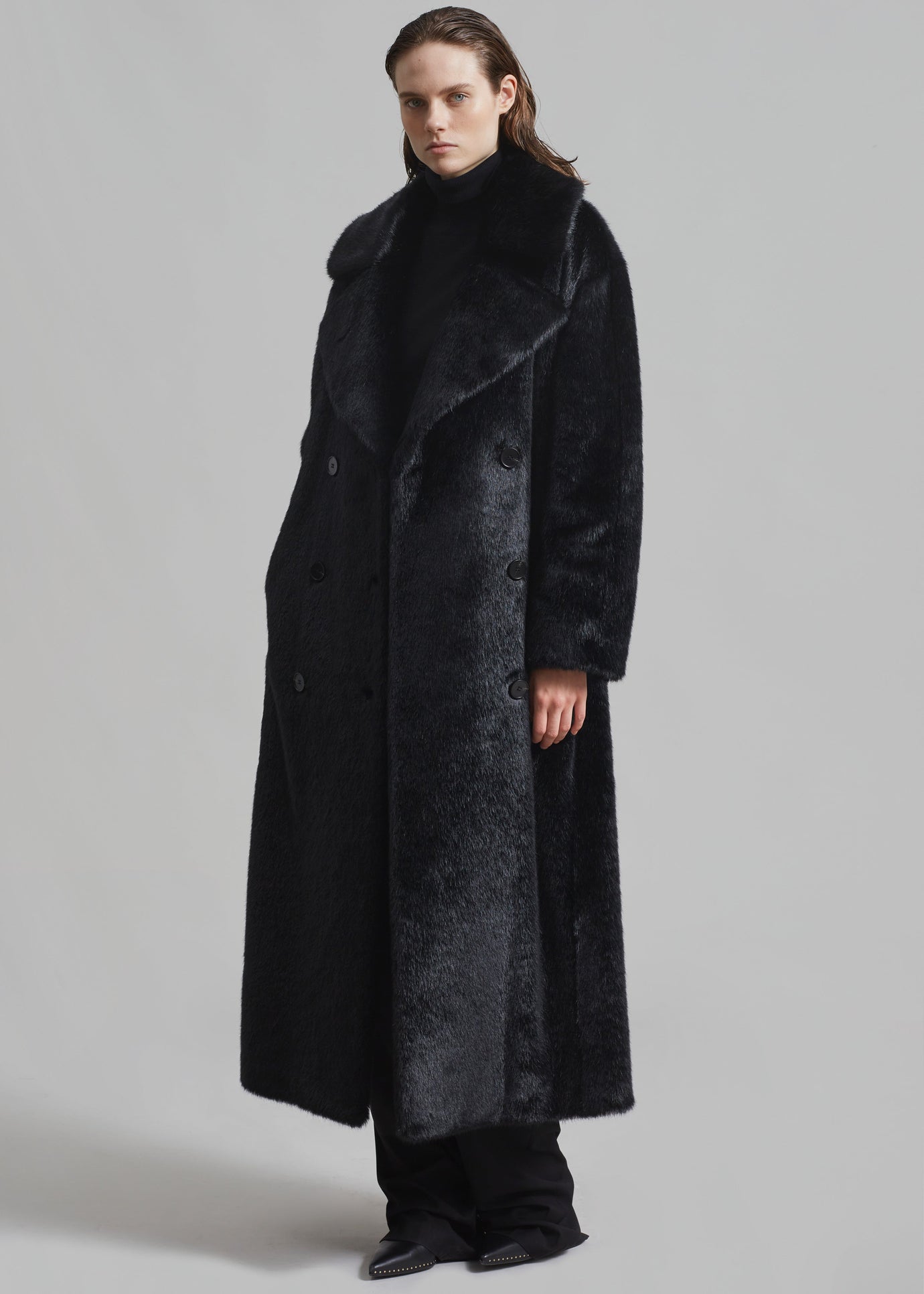 Joni Faux Fur Coat - Black