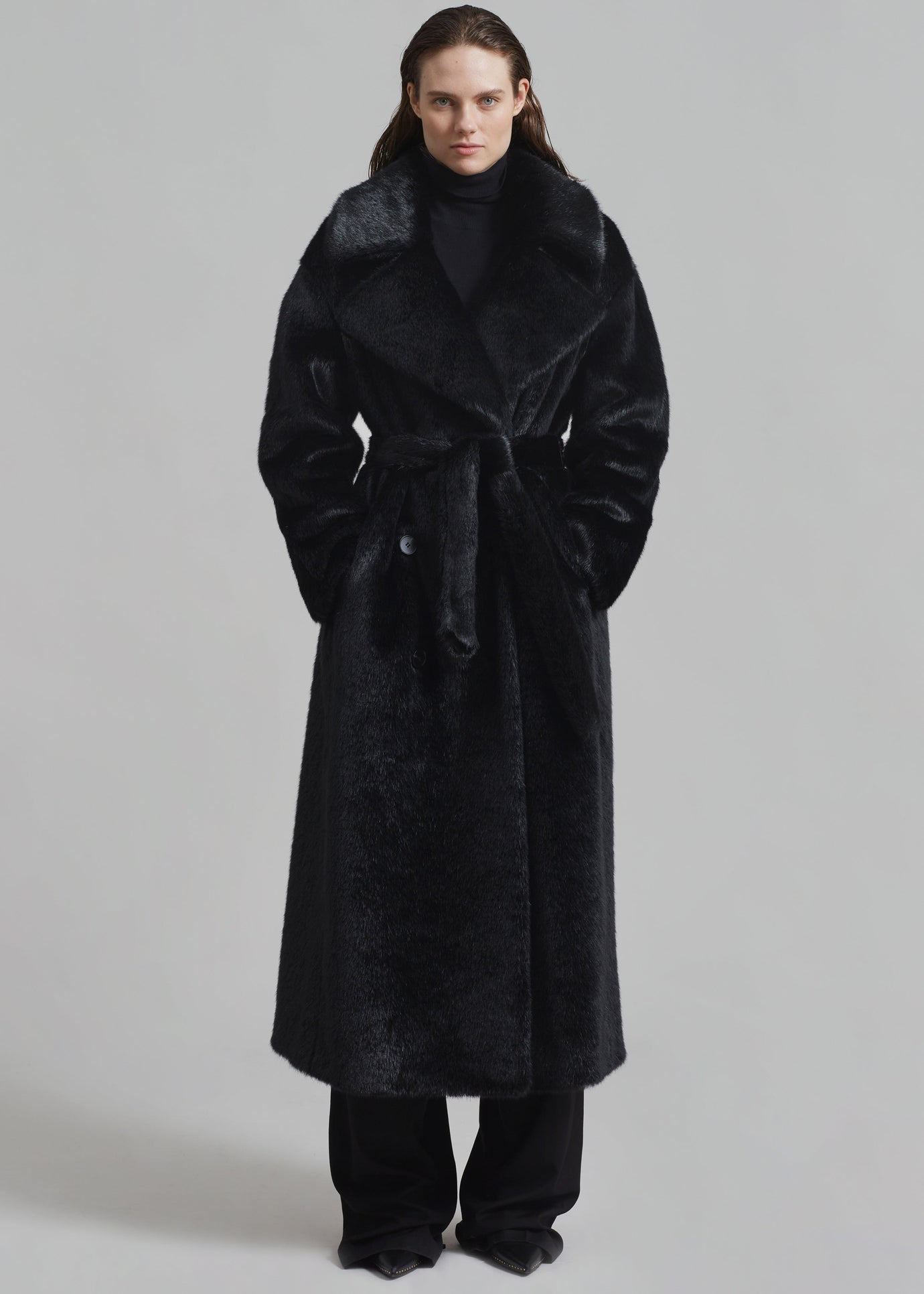 Joni Faux Fur Coat - Black - 1