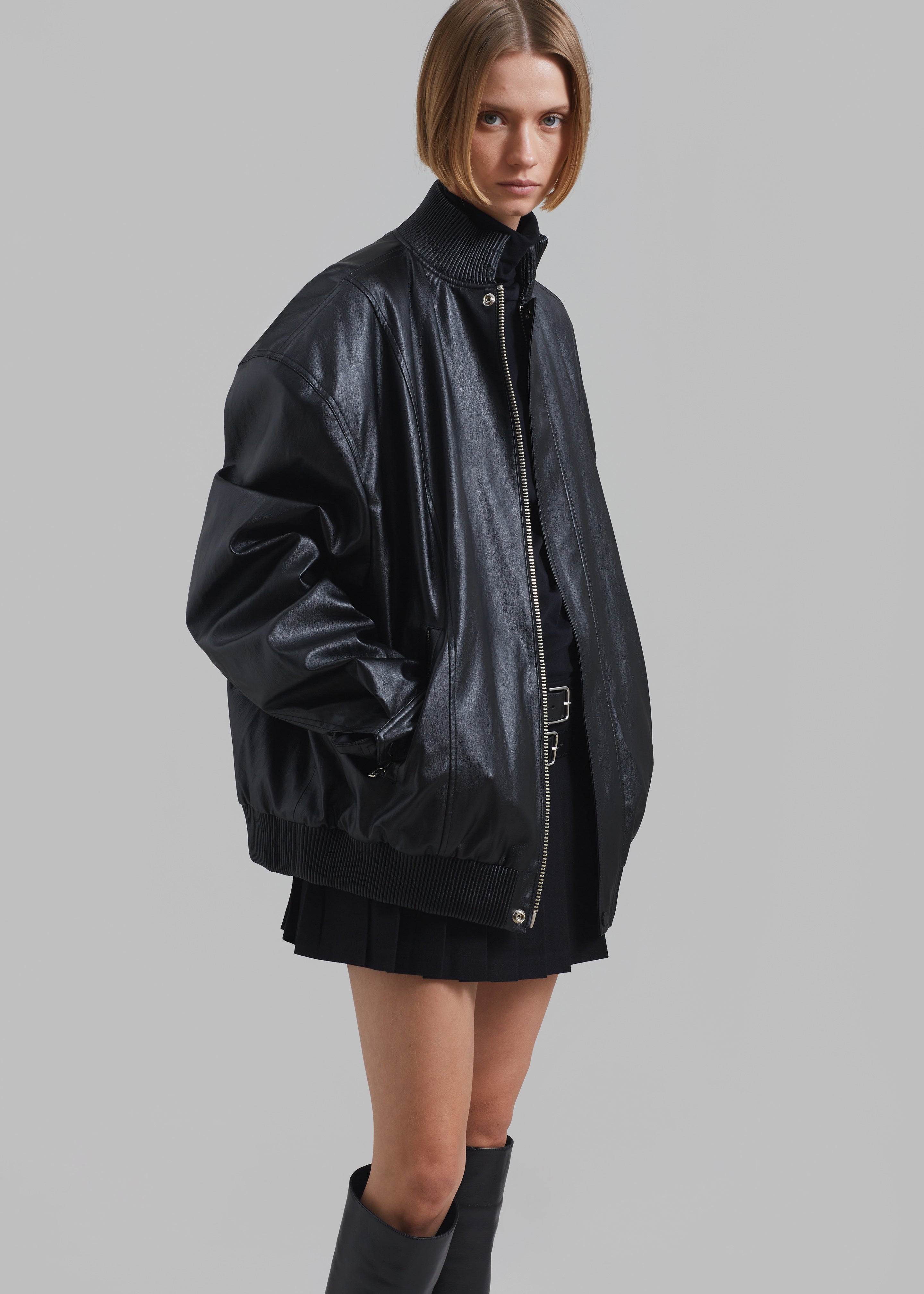 Jude Faux Leather Jacket - Black - 8