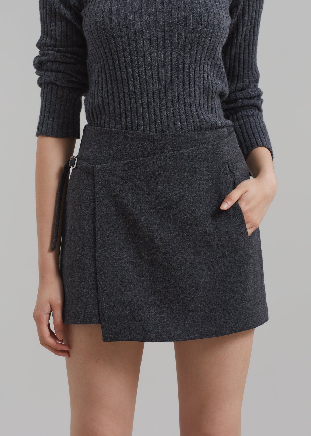 Julie Wrap Mini Skort - Charcoal - 4