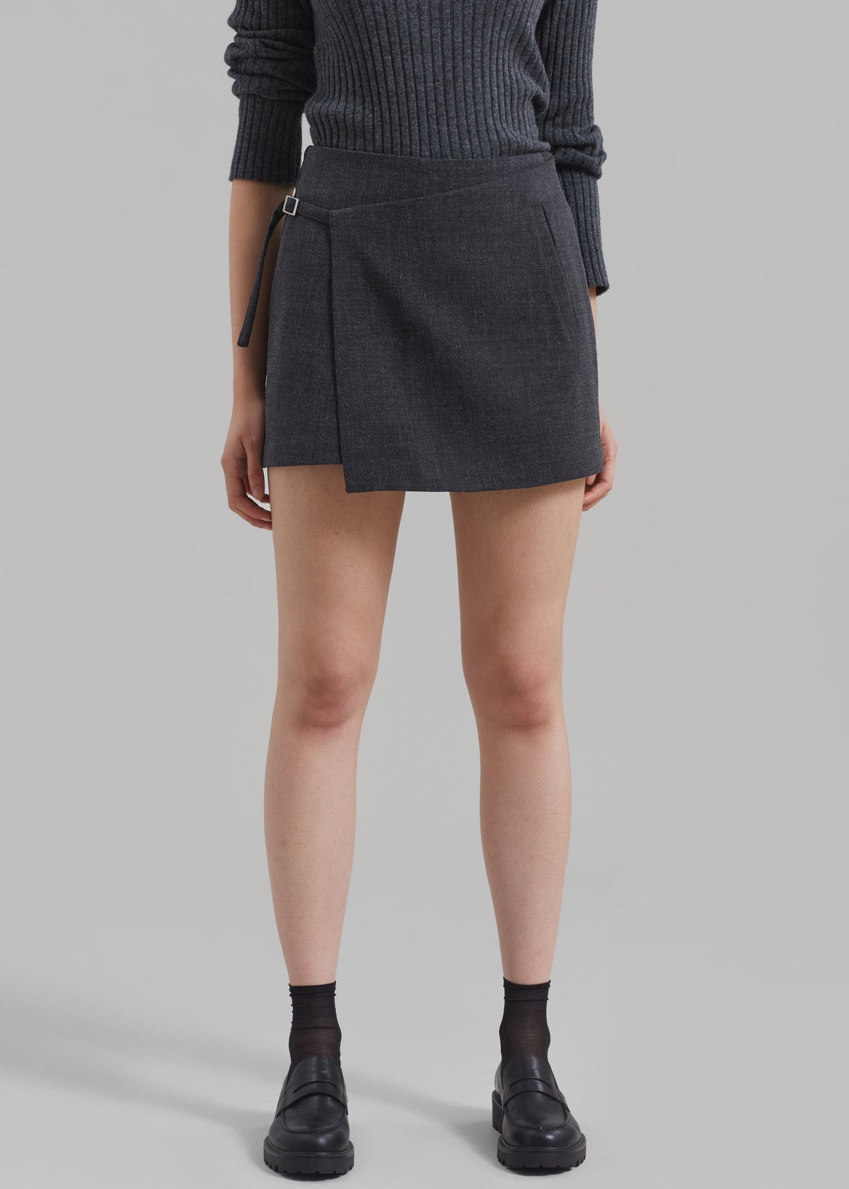 Julie Wrap Mini Skort - Charcoal - 10