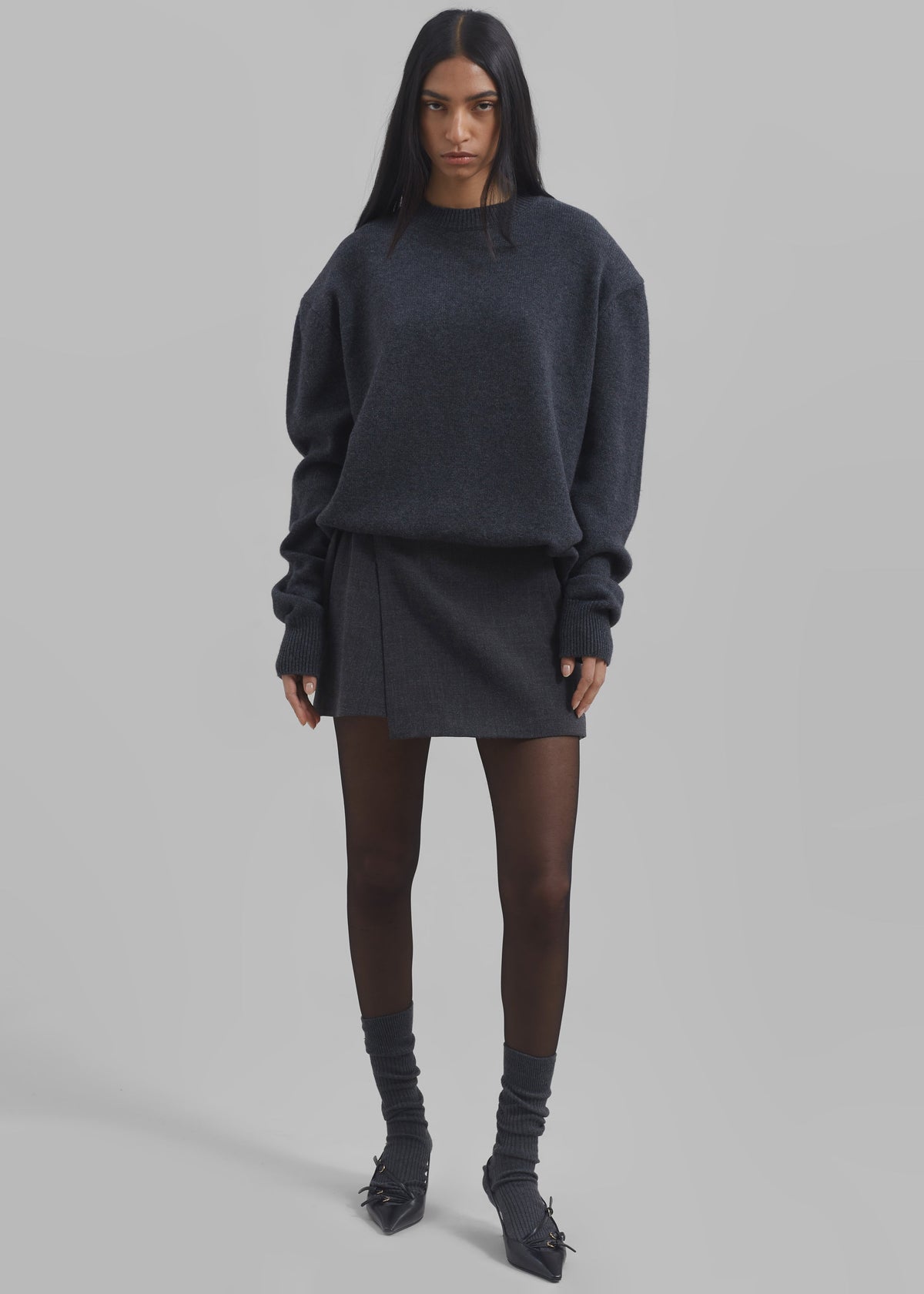 Julie Wrap Mini Skort - Charcoal - 9