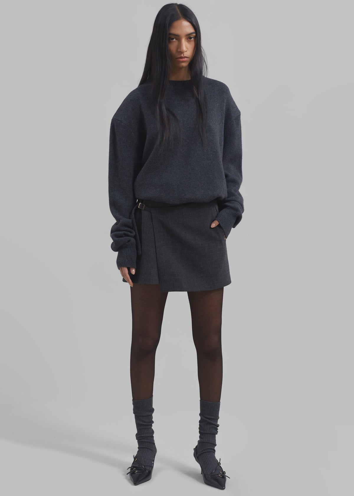Julie Wrap Mini Skort - Charcoal - 5