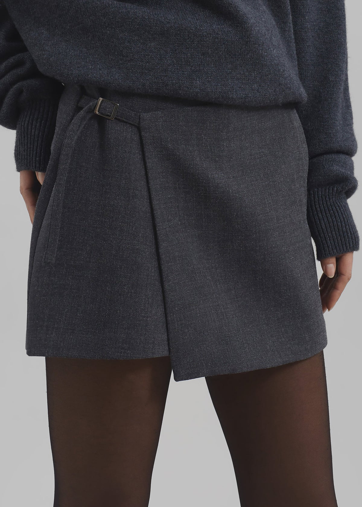 Julie Wrap Mini Skort - Charcoal - 2