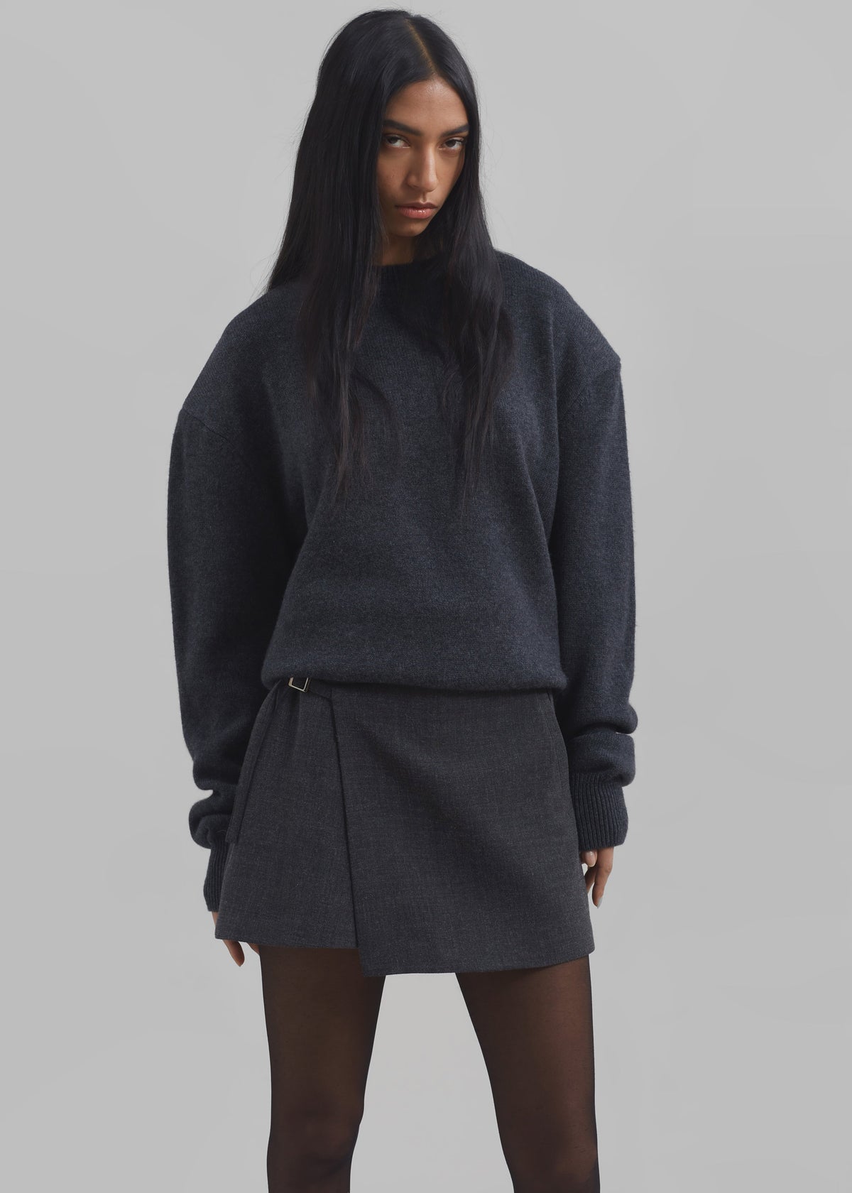 Julie Wrap Mini Skort - Charcoal - 3