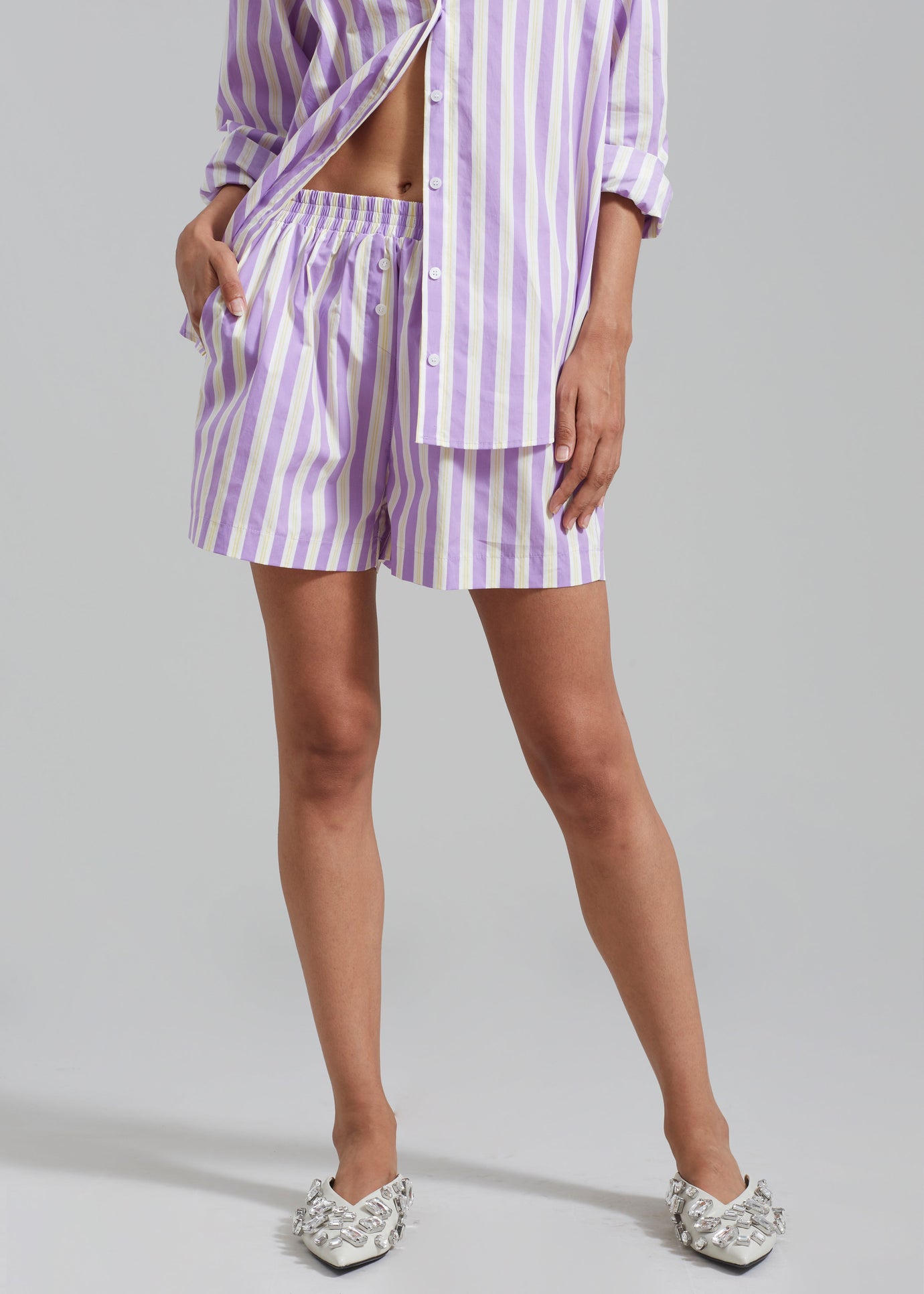 Juno Boxer Shorts - Violet Stripe - 1