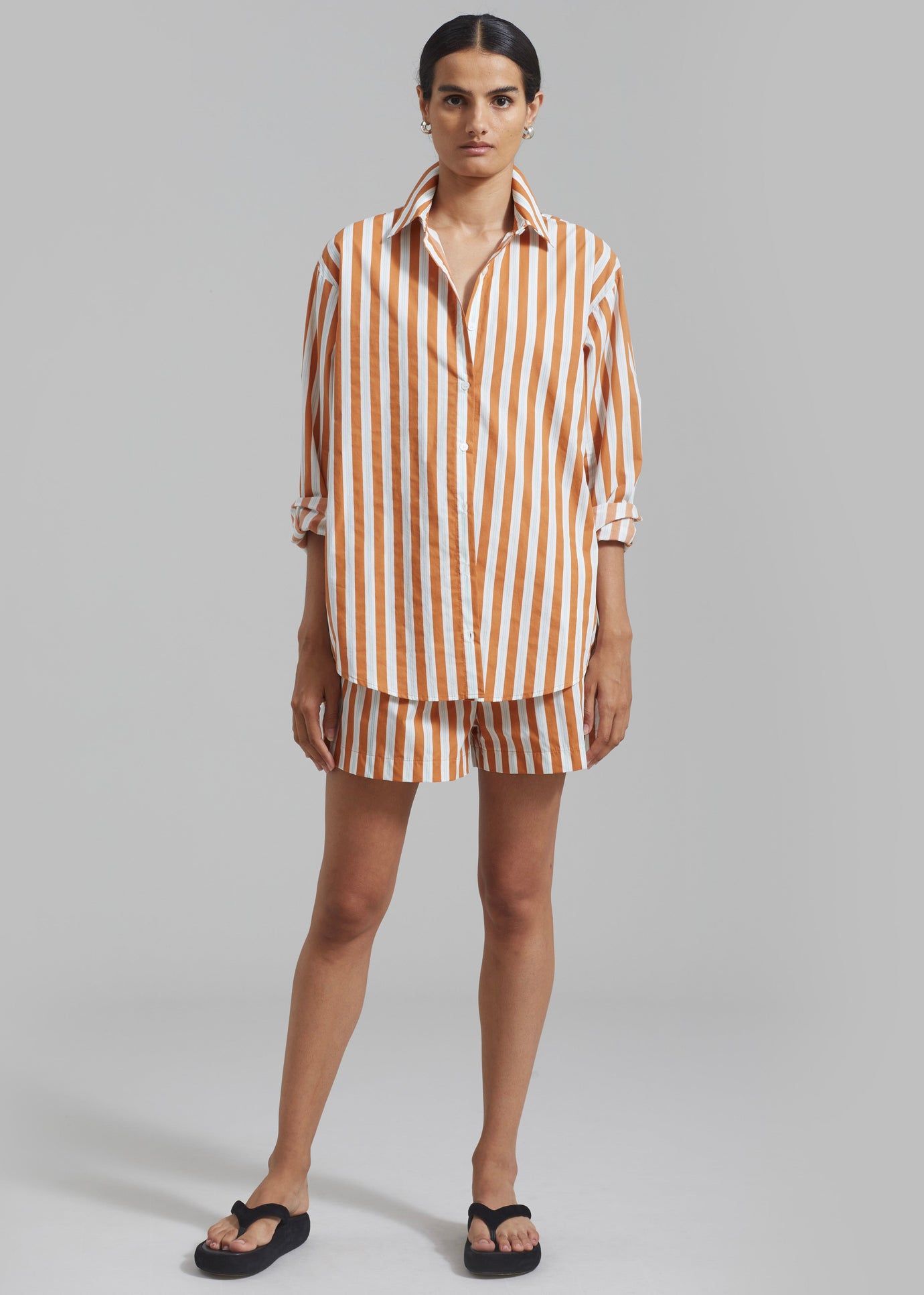 Juno Cotton Shirt - Orange Stripe - 1