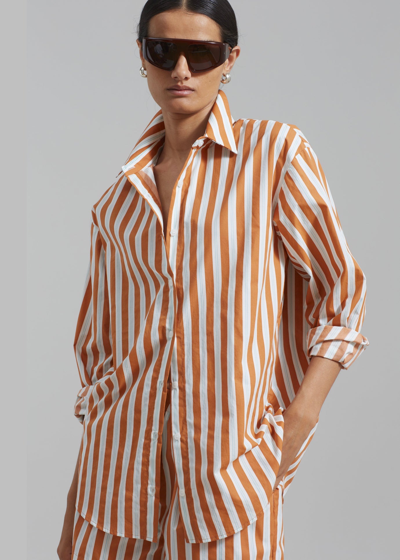 Juno Cotton Shirt - Orange Stripe