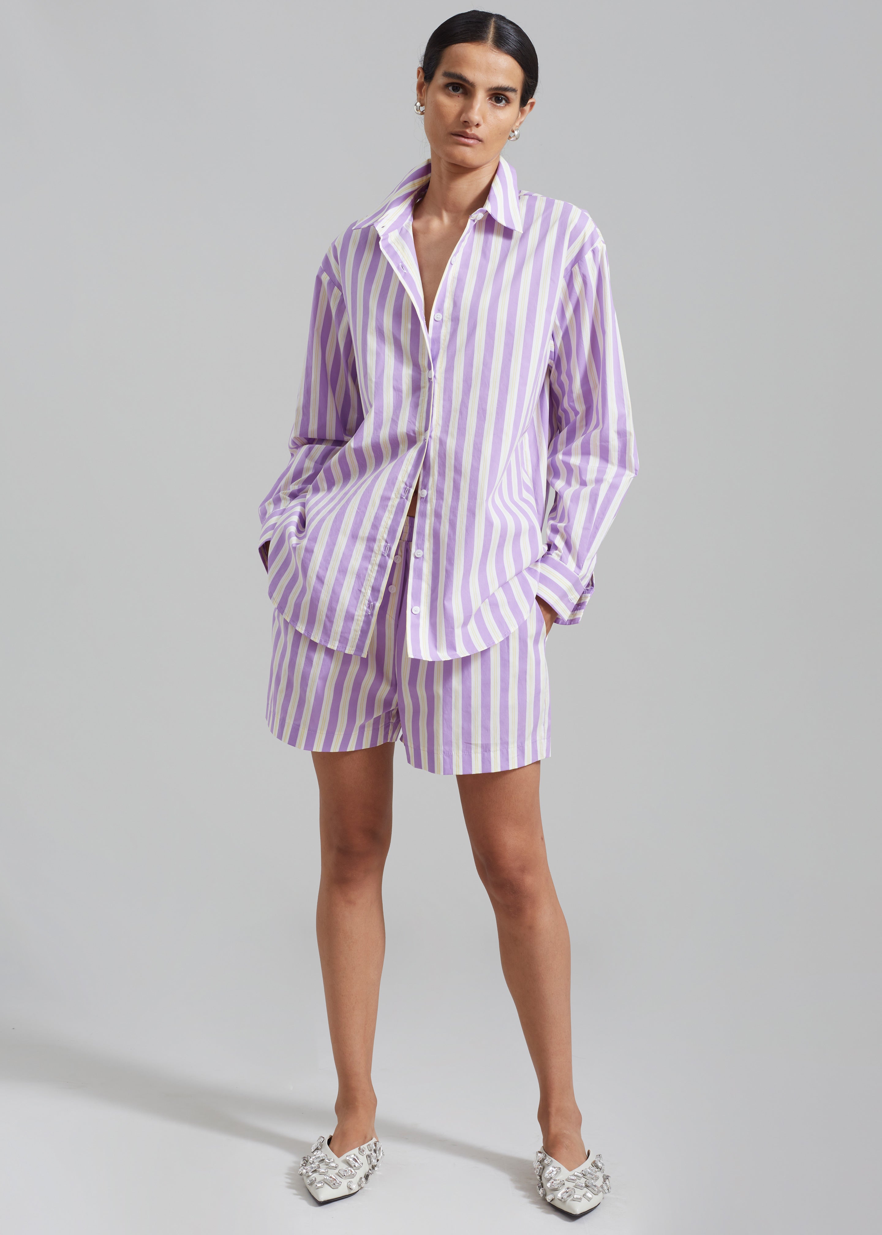 Juno Cotton Shirt - Violet Stripe - 5