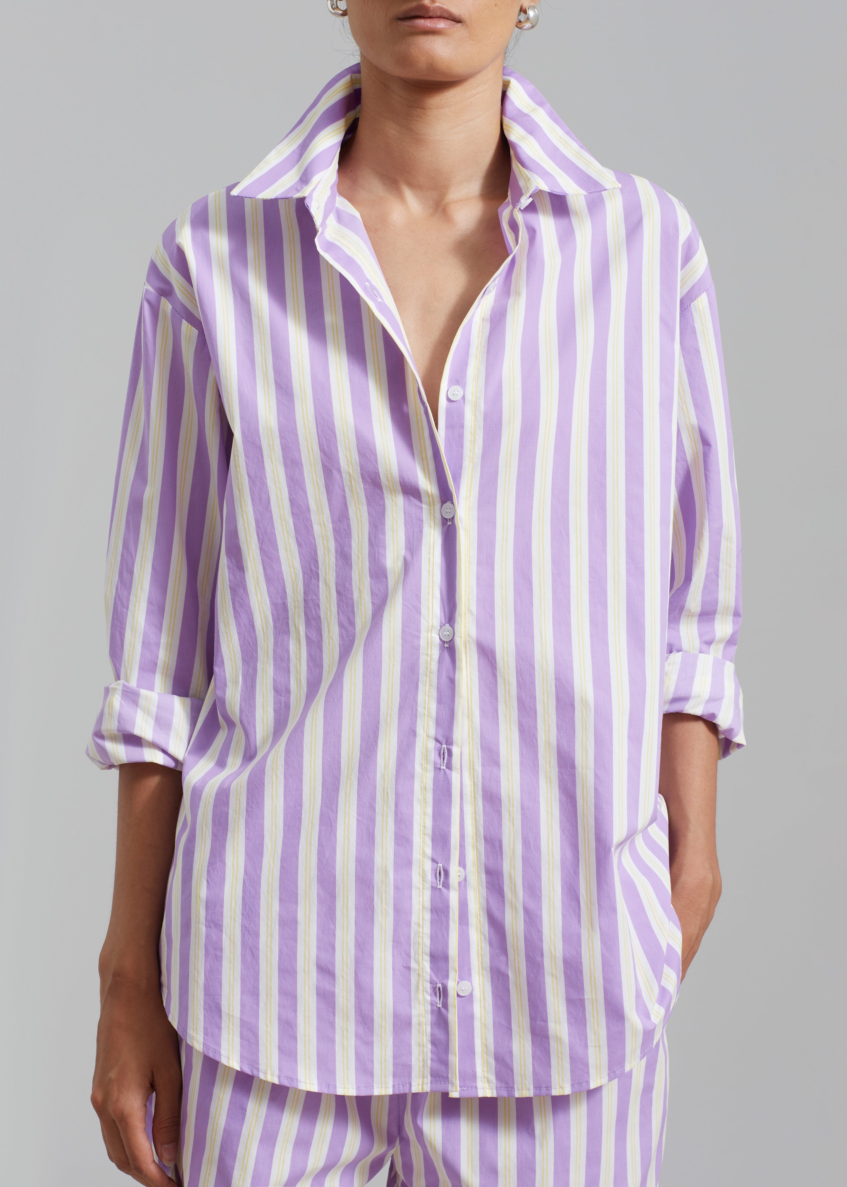 Juno Cotton Shirt - Violet Stripe - 4