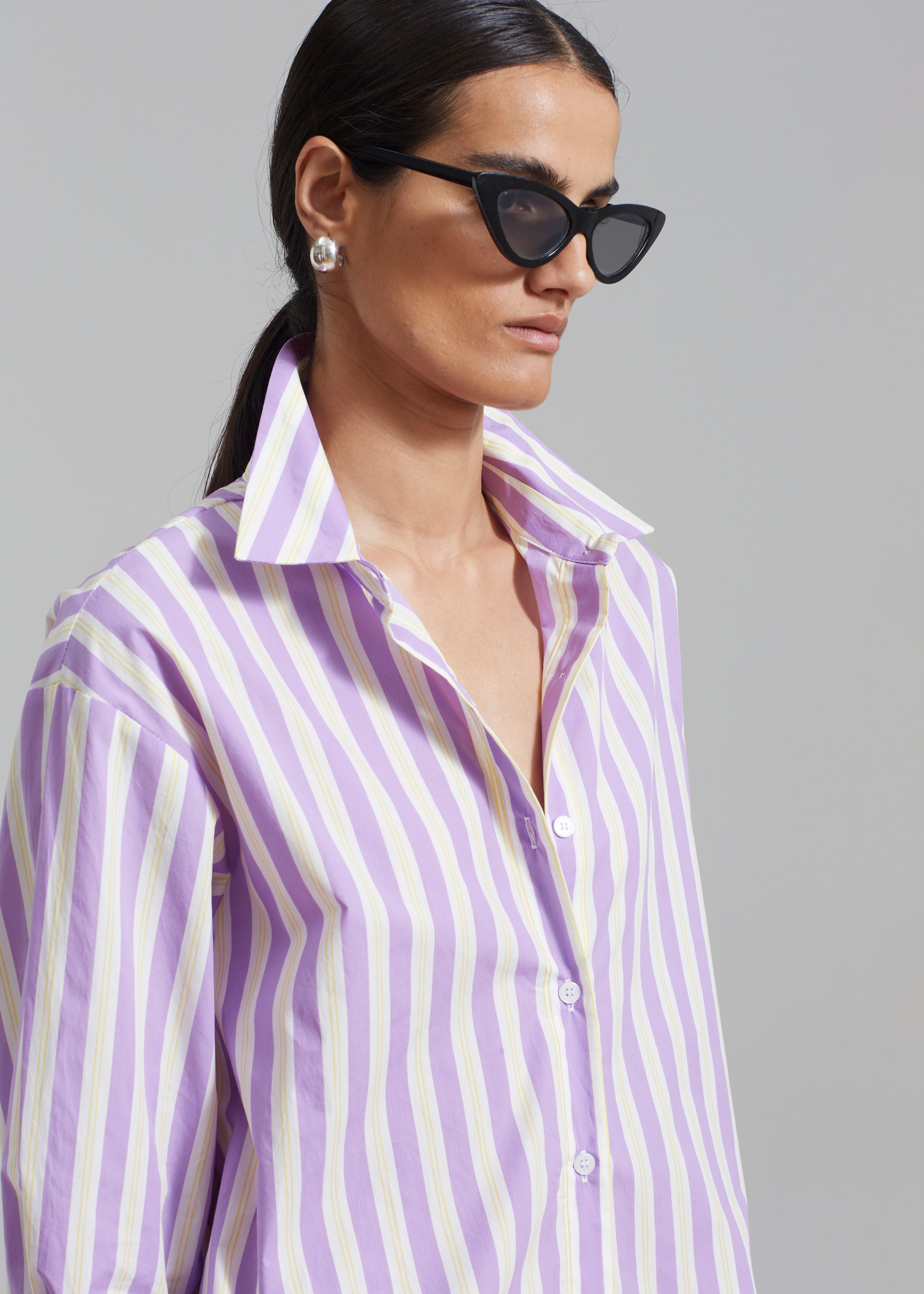 Juno Cotton Shirt - Violet Stripe - 2