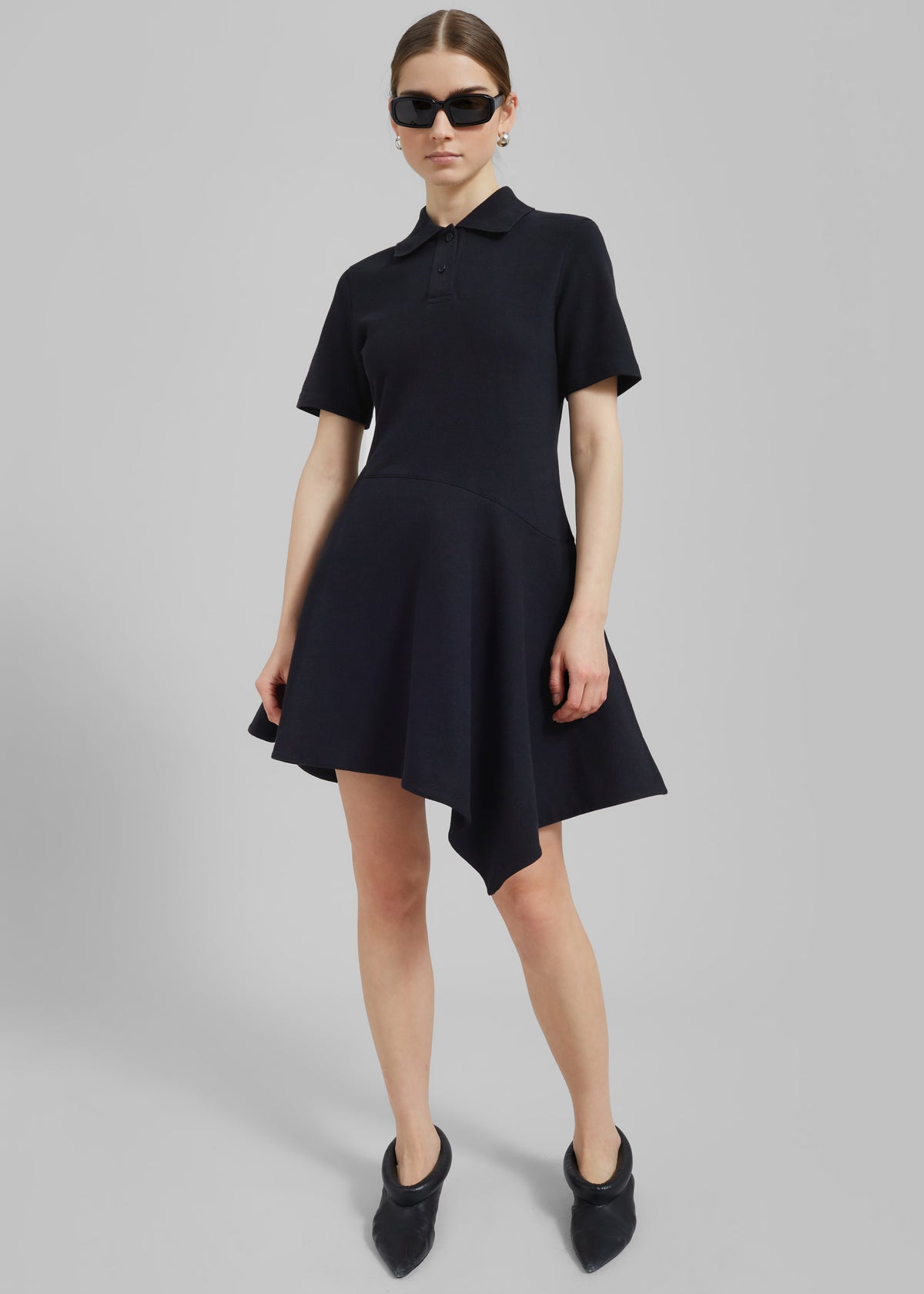 JW Anderson Asymmetric Polo Dress - Black - 2