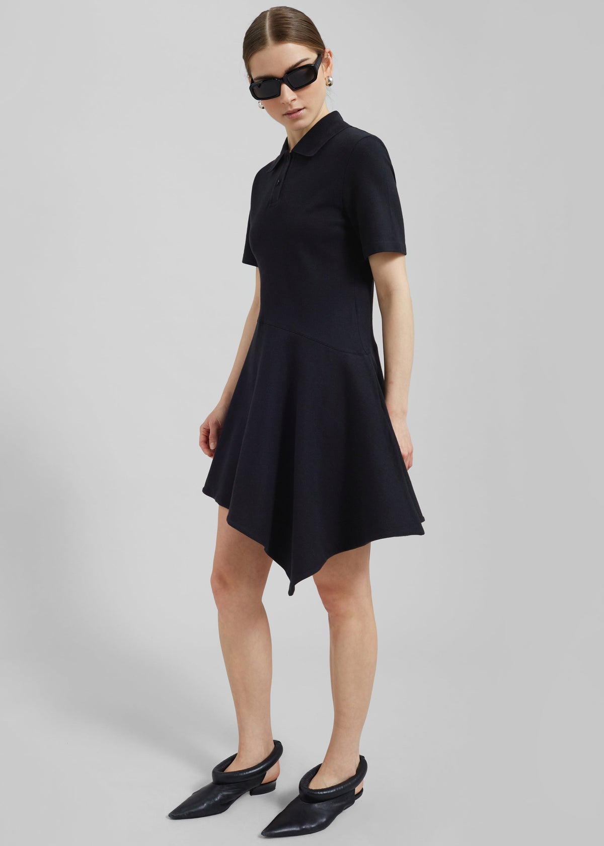 JW Anderson Asymmetric Polo Dress - Black - 3