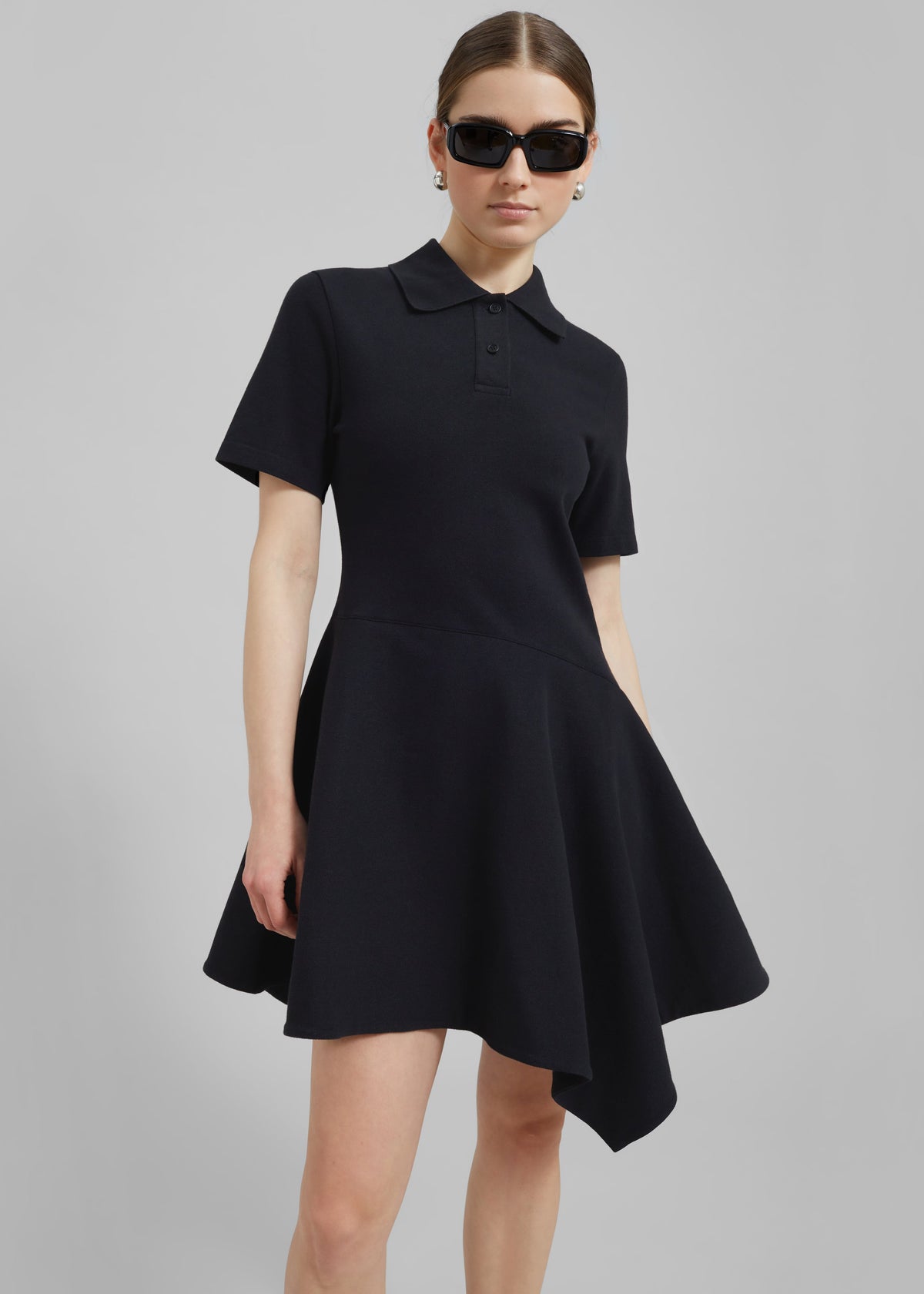 JW Anderson Asymmetric Polo Dress - Black - 1