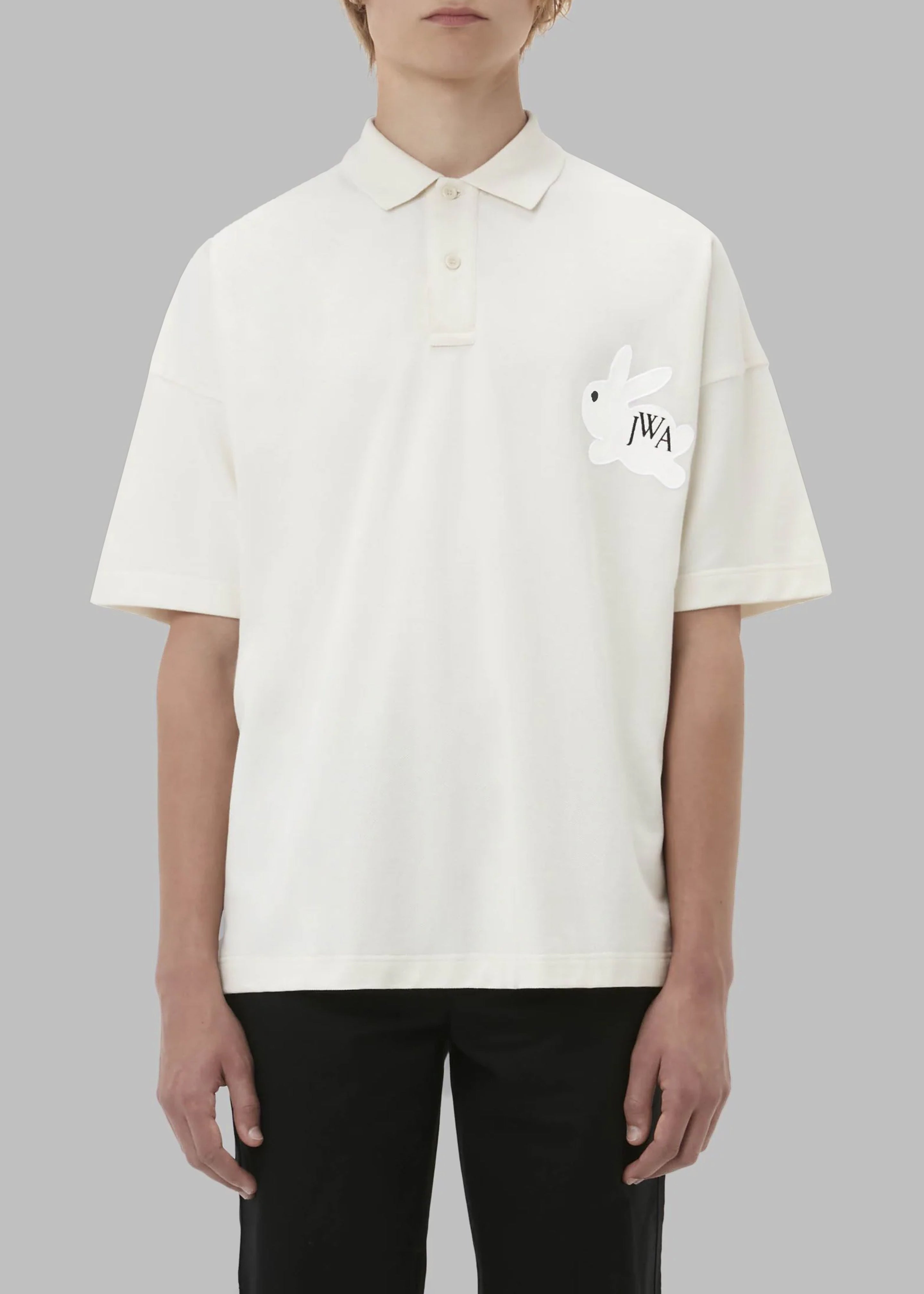 JW Anderson Bunny Embroidery Polo Shirt - Beige - 2
