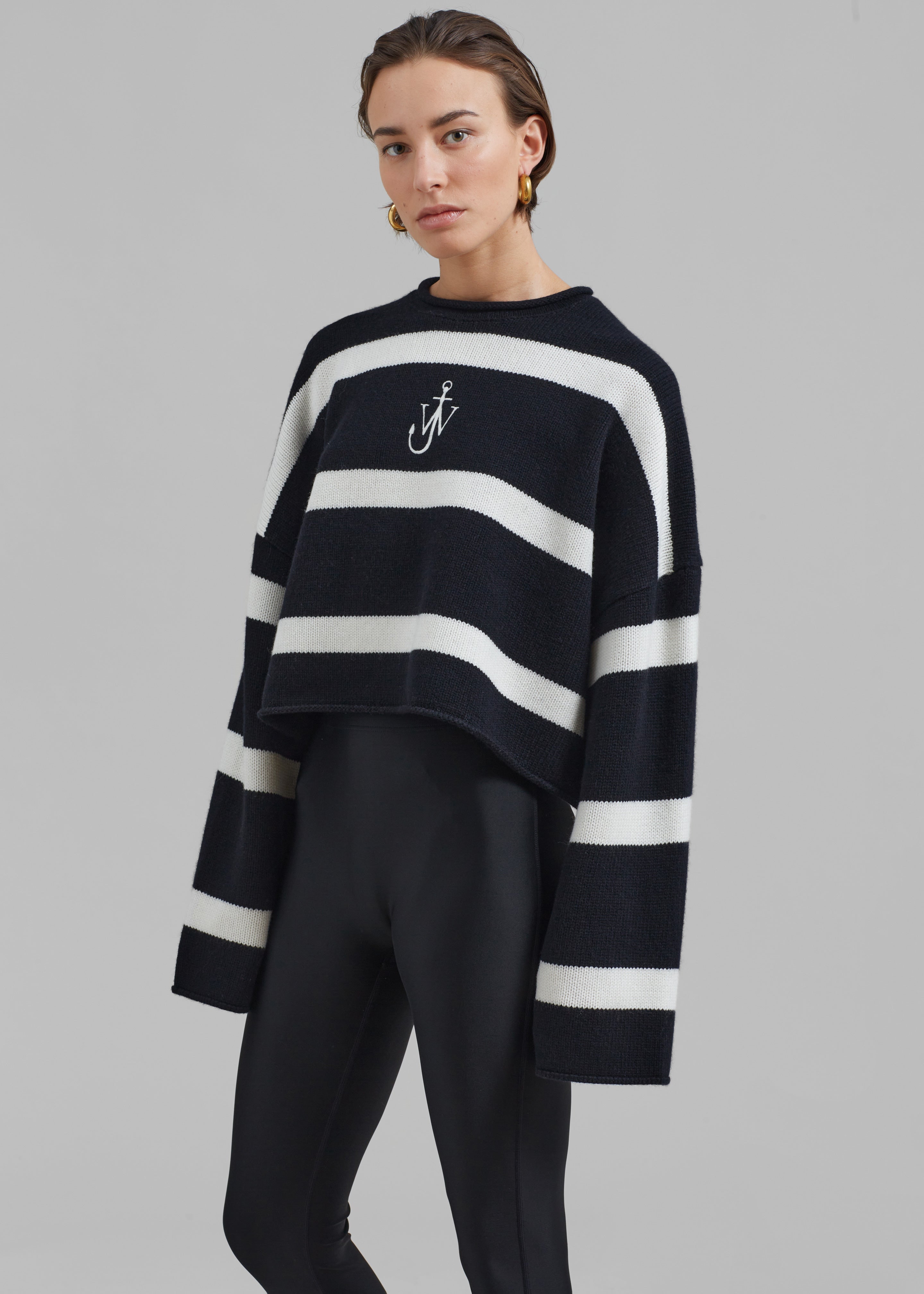 JW Anderson Cropped Anchor Jumper - Black/White - 1