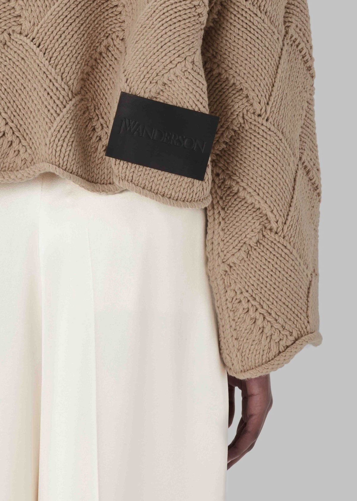 JW Anderson Cropped Basket Weave Jumper - Beige - 7