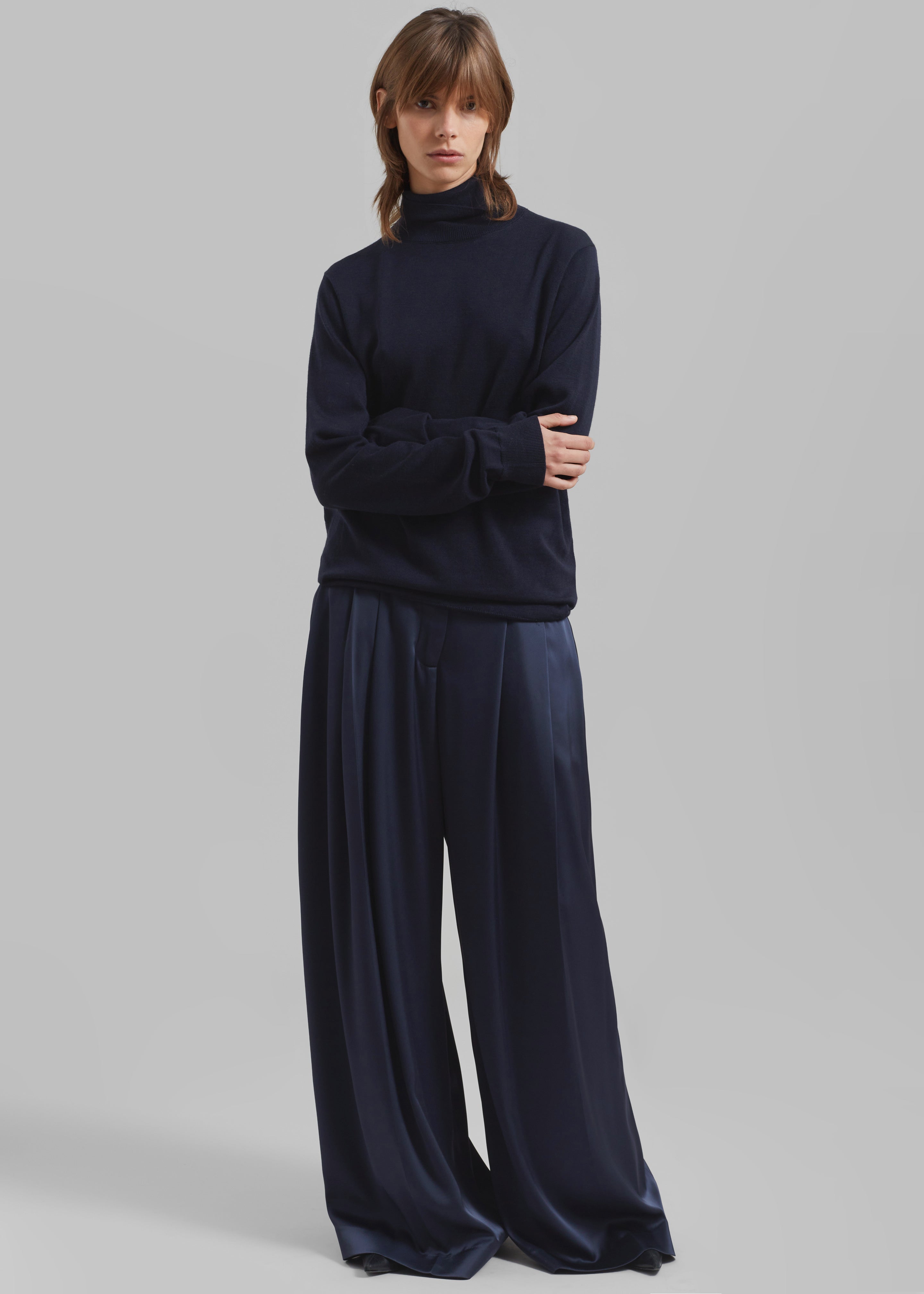 JW Anderson Crossover Strap Wide Leg Trousers - Navy - 5