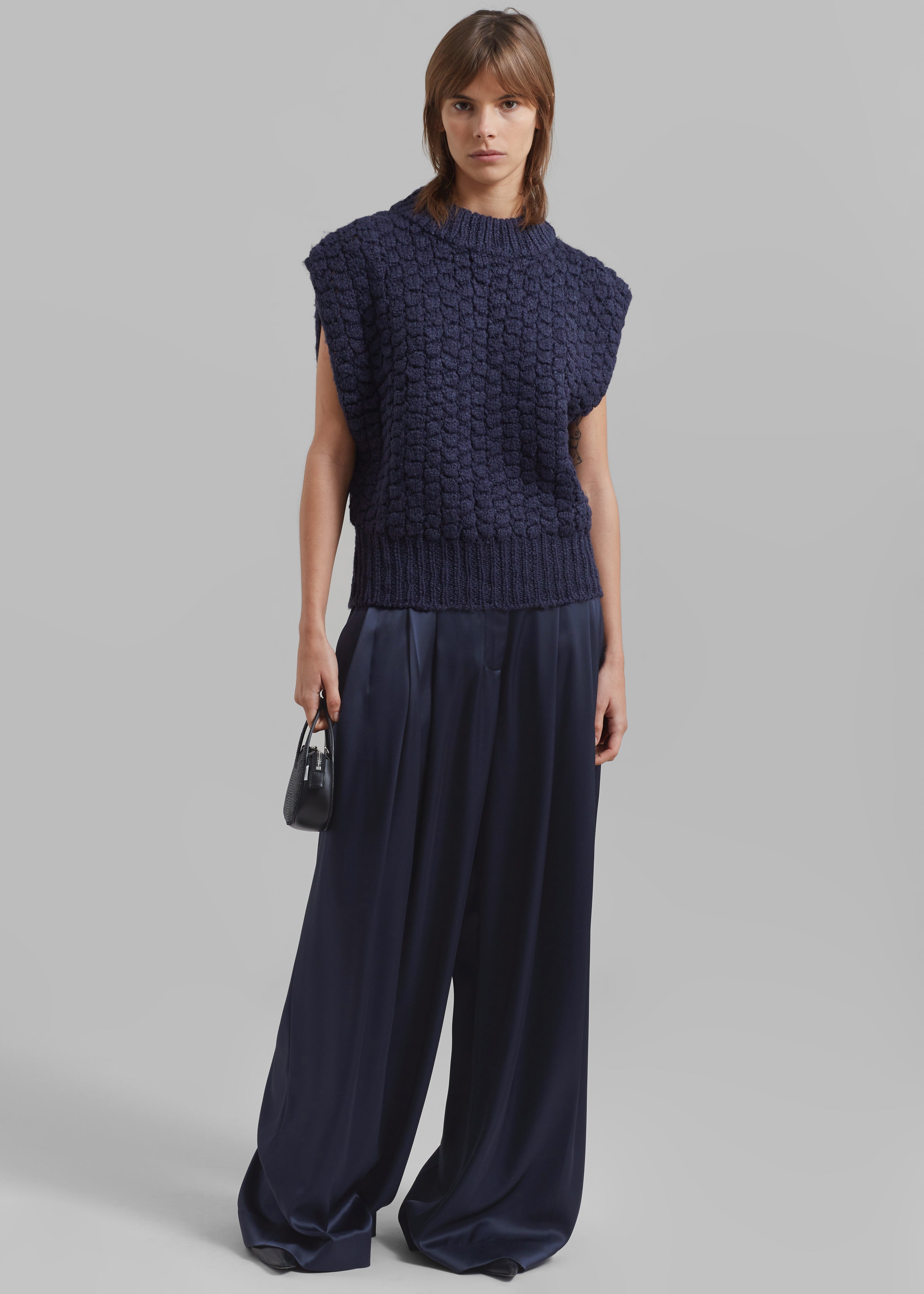 JW Anderson Crossover Strap Wide Leg Trousers - Navy - 7