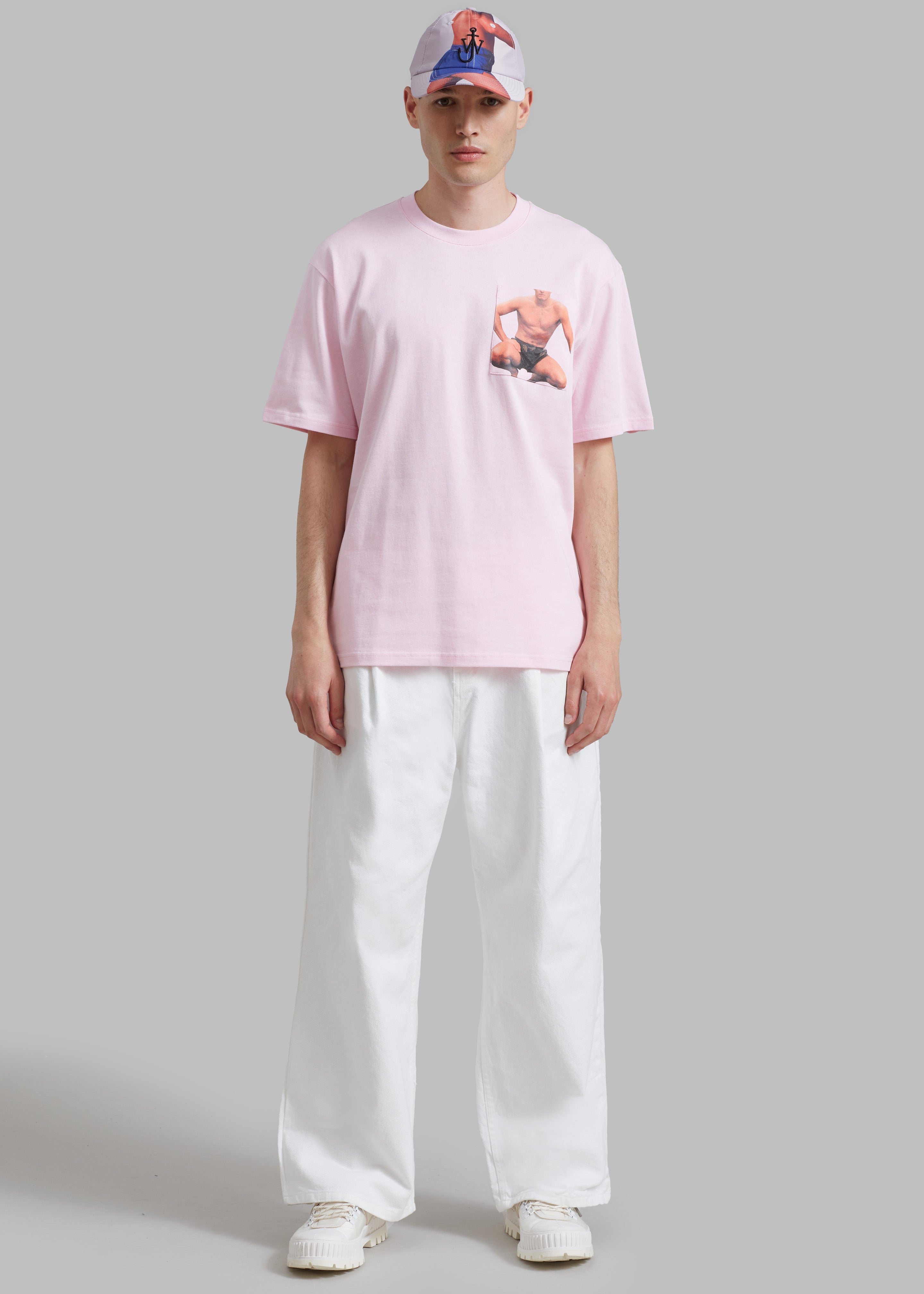 JW Anderson Crouching Stud Chest Pocket T-Shirt - Pink - 5