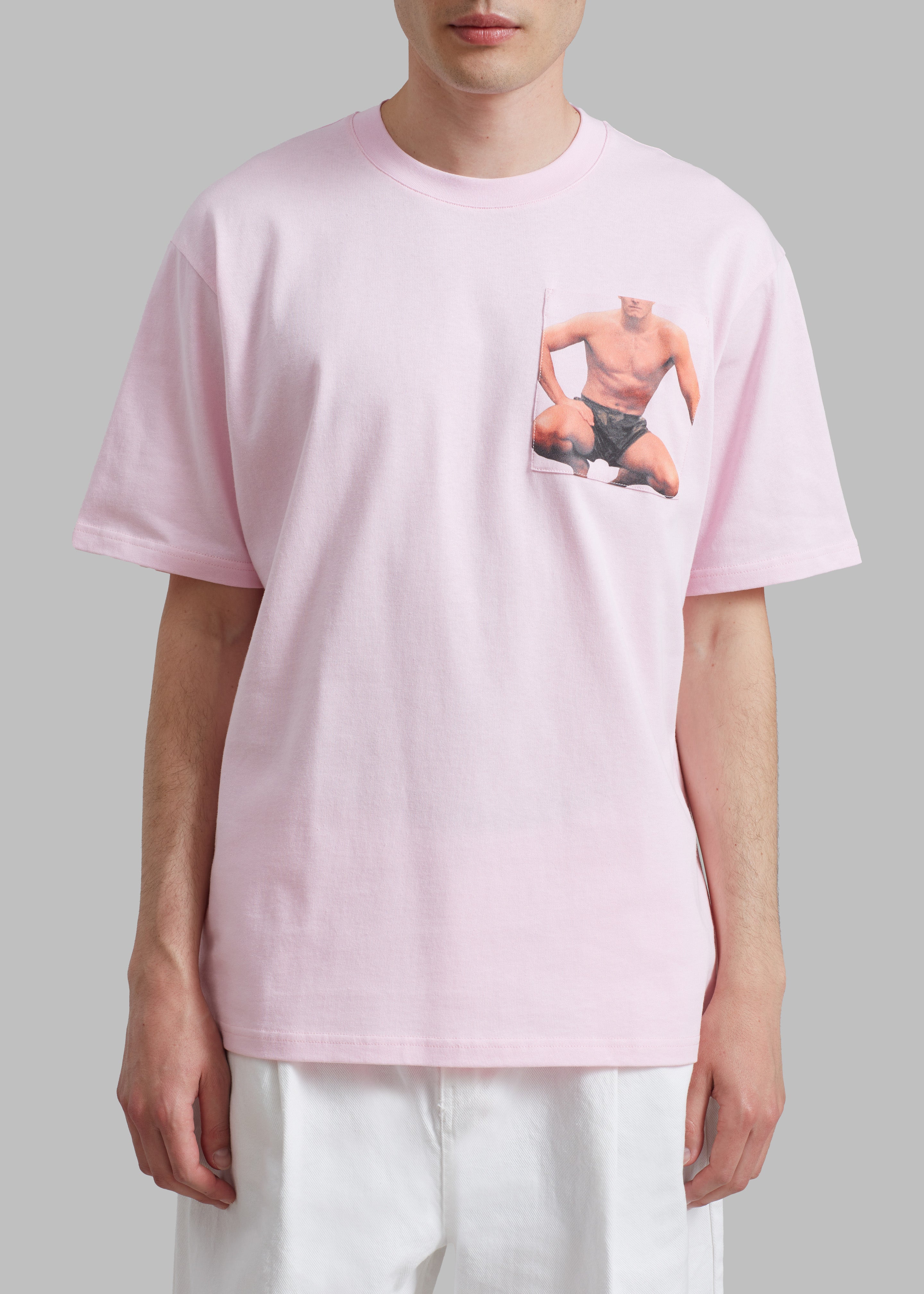 JW Anderson Crouching Stud Chest Pocket T-Shirt - Pink - 4