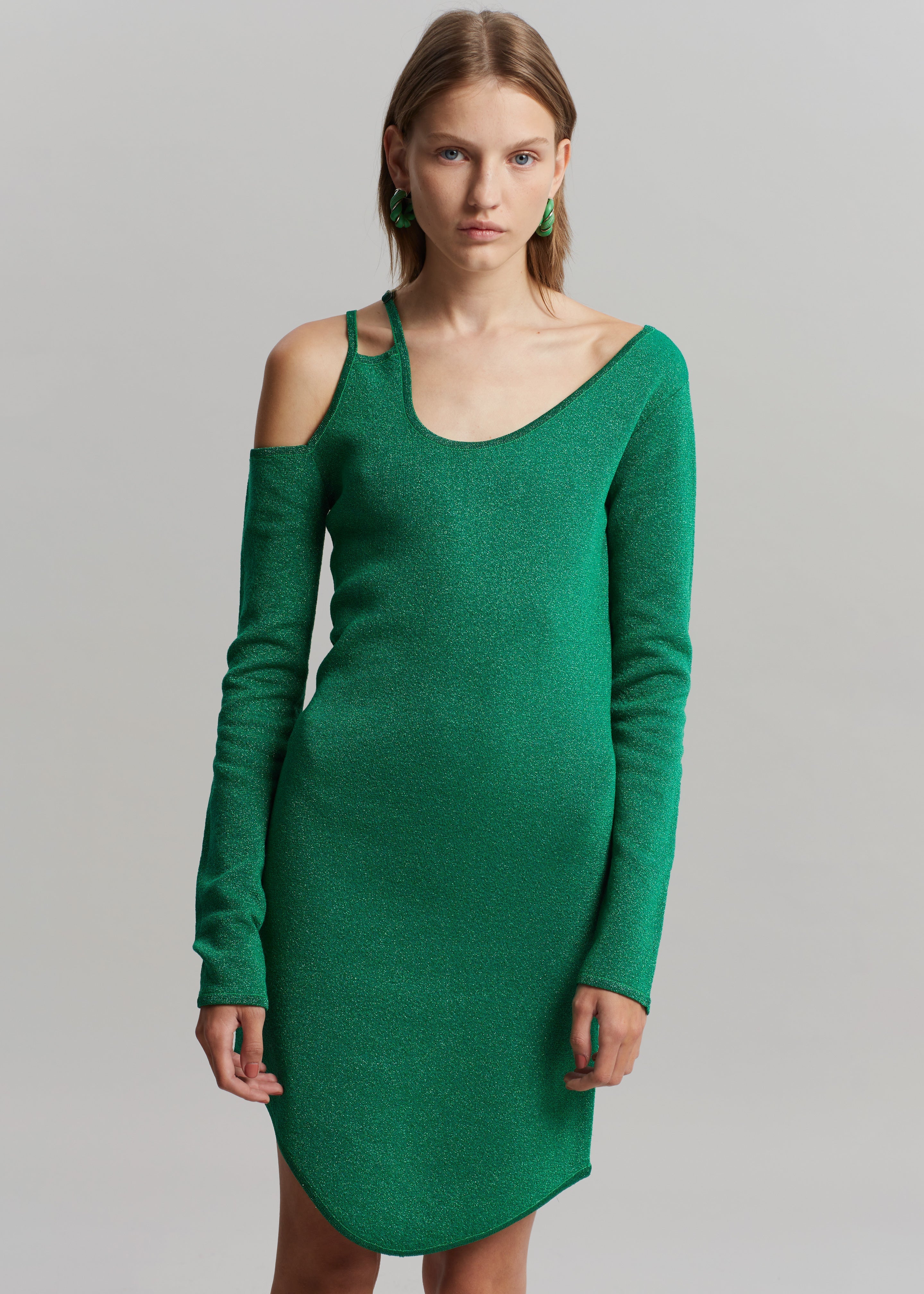 JW Anderson Cut Out Detail Asymmetric Dress - Emerald - 3