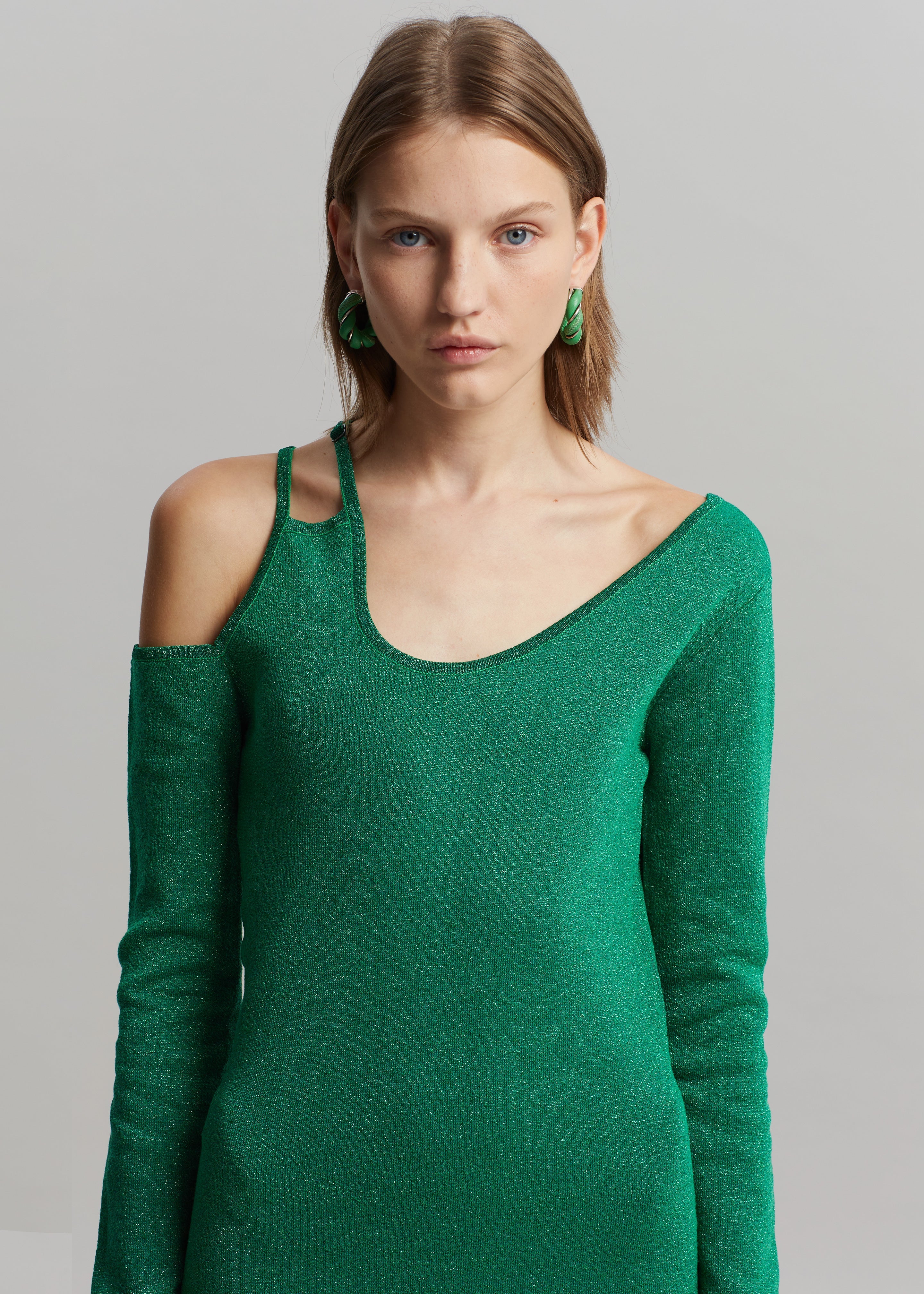 JW Anderson Cut Out Detail Asymmetric Dress - Emerald - 1